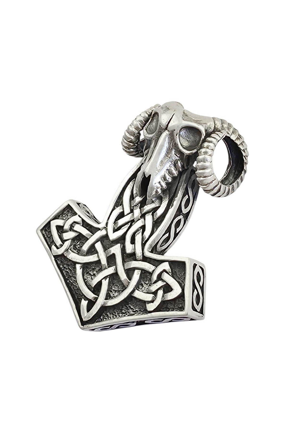 925 ayar Gümüş Koç başı viking thor cekic tasarım kolye
