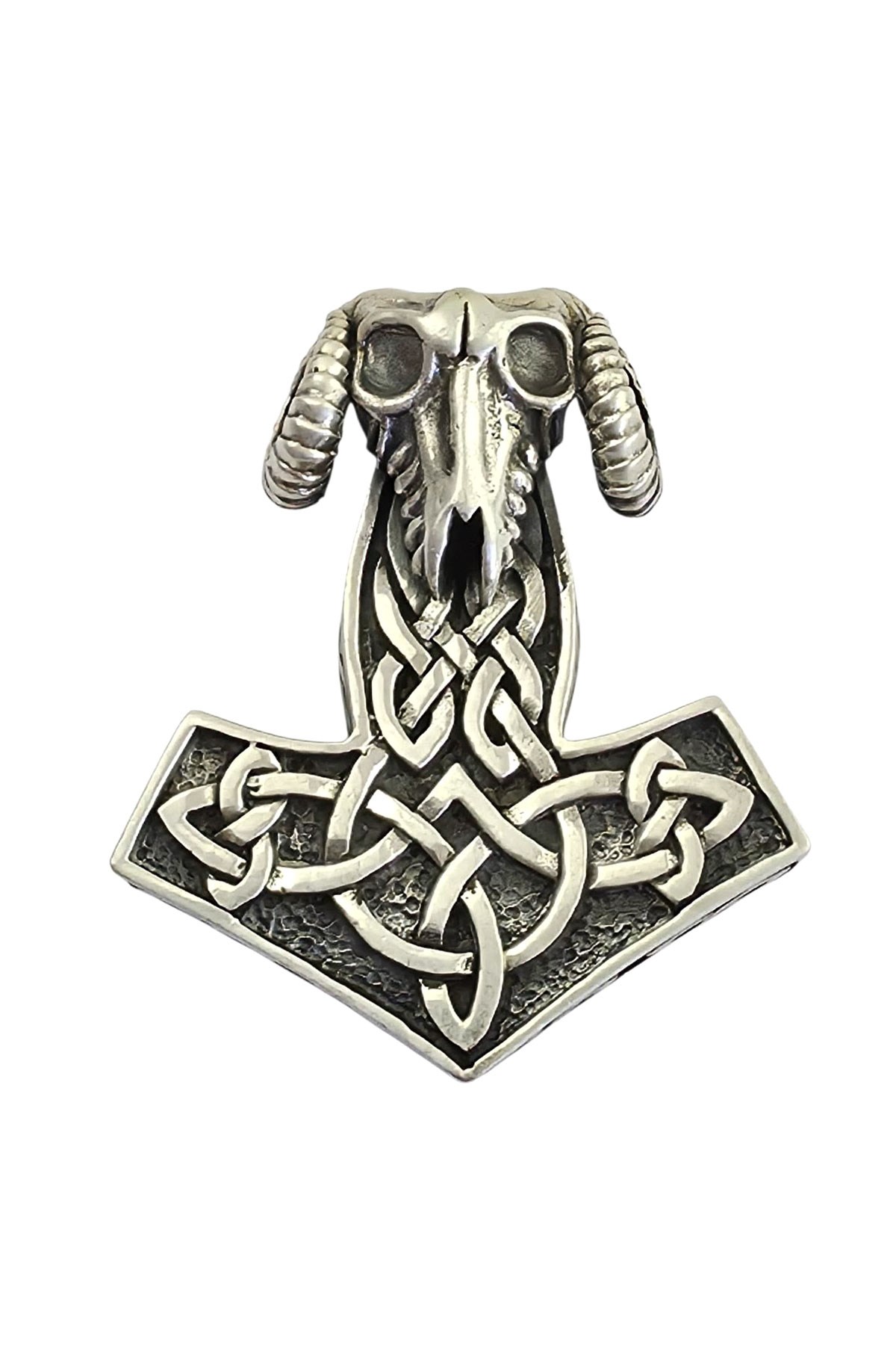 925 ayar Gümüş Koç başı viking thor cekic tasarım kolye