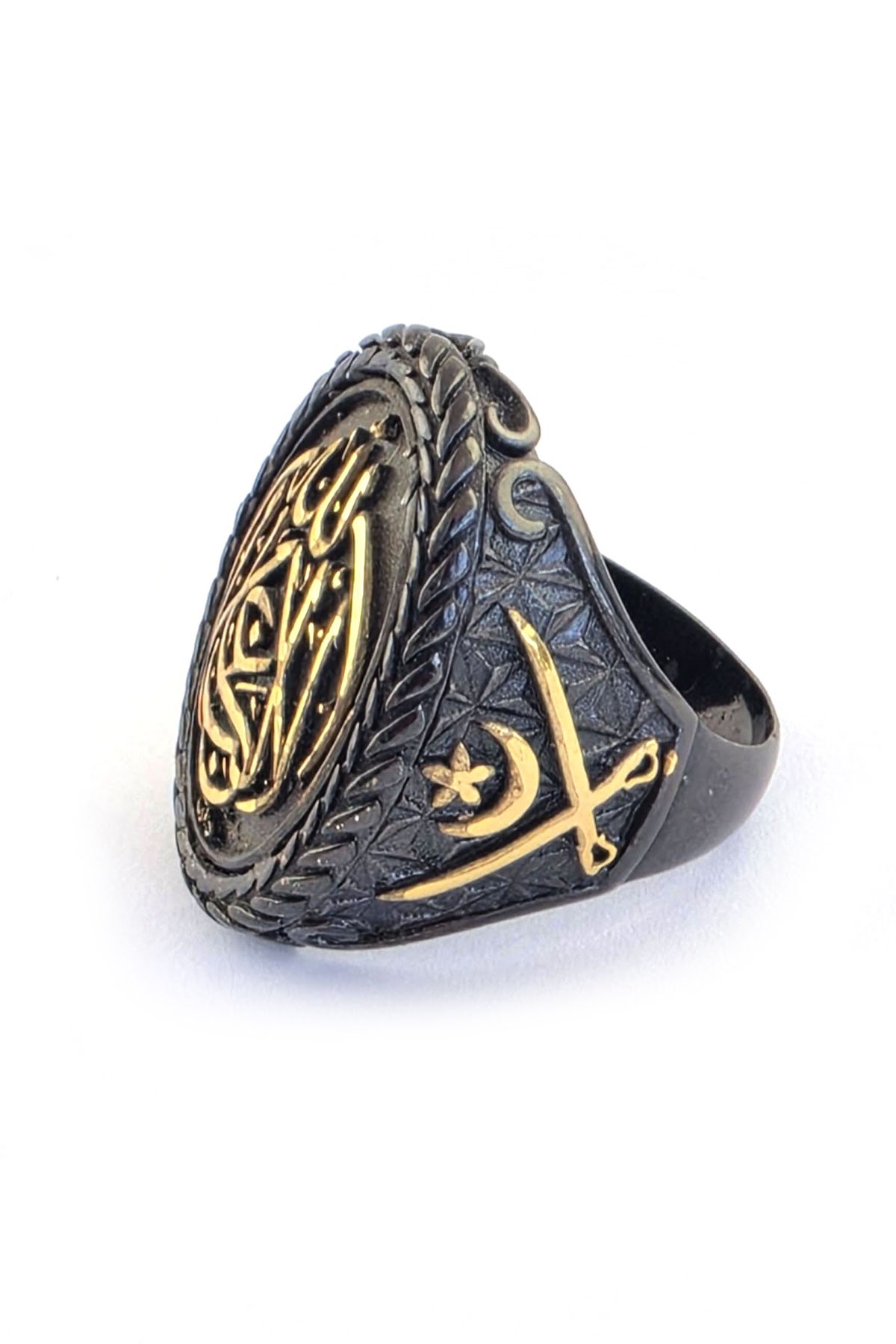 925 Ayar Gümüş La Galibe İllallah Yazılı Erkek Yüzük | OseShop