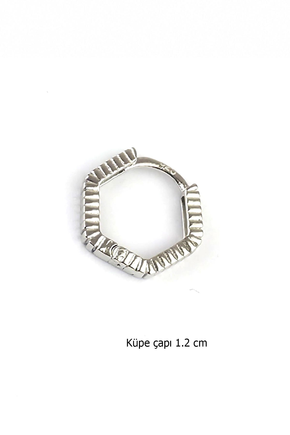 925 ayar Gümüş Tasarım Besgen tek erkek küpe 