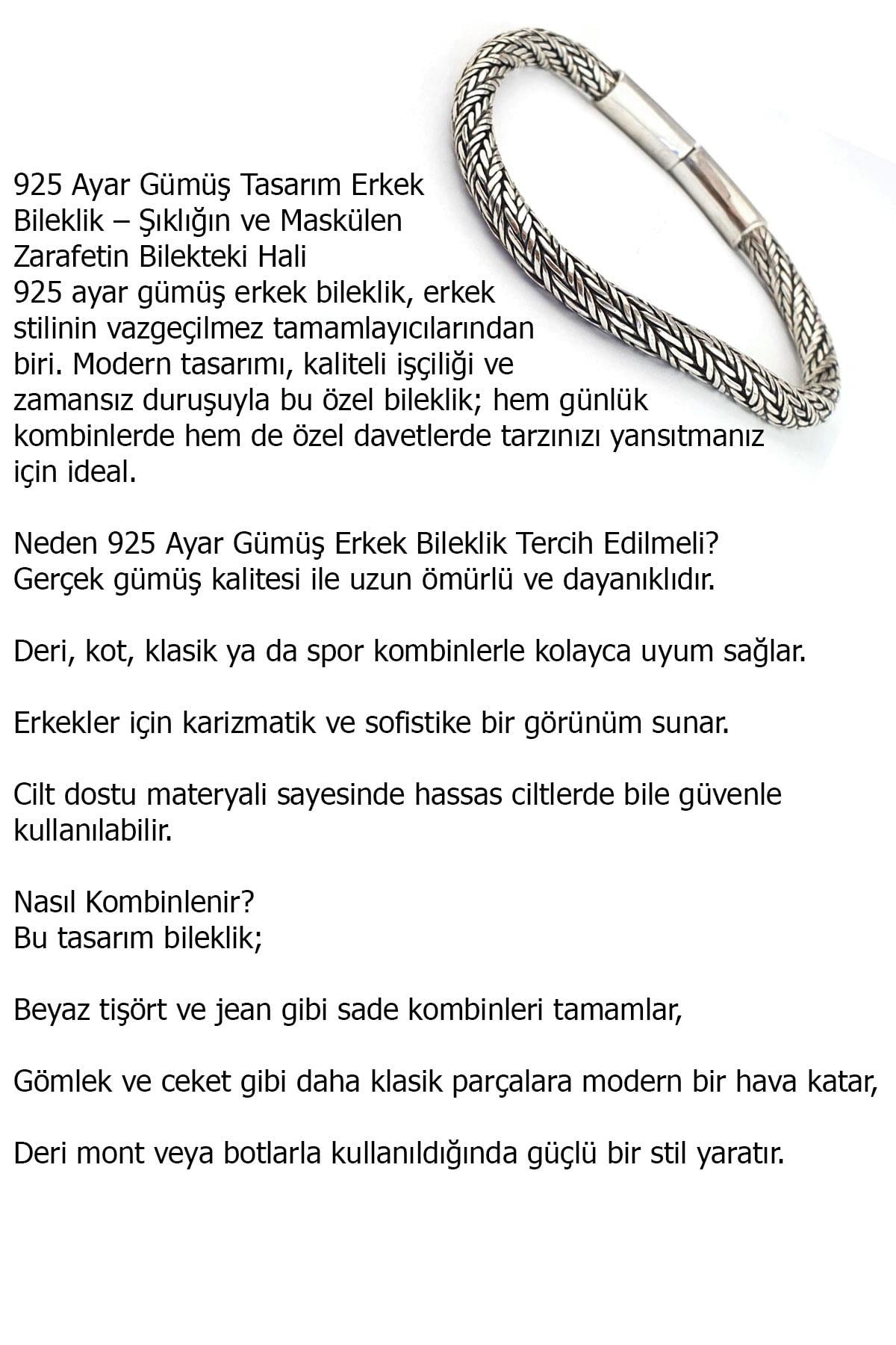 925 ayar Gümüş Tasarım Erkek Bileklik 
