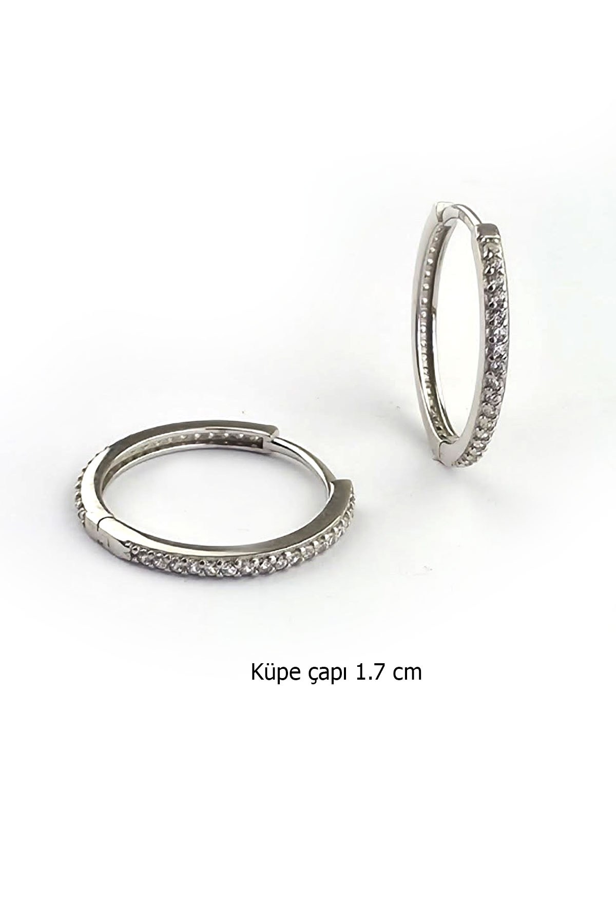 925 ayar gümüş zirkon taşlı halka küpe cap 1.7cm