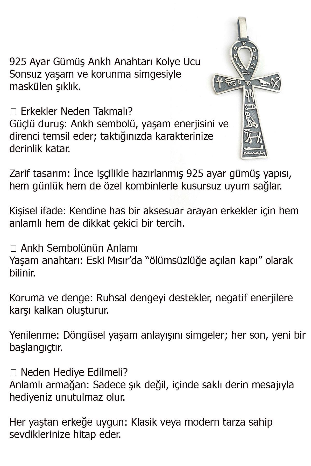 925ayar Gümüş Ankh Anahtarı Kolye Ucu 