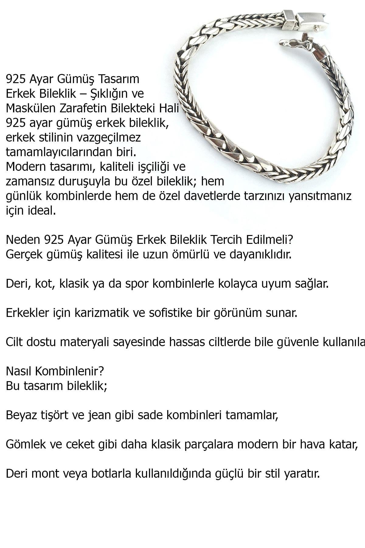 925ayar Gümüş Tasarım Erkek Bileklik 