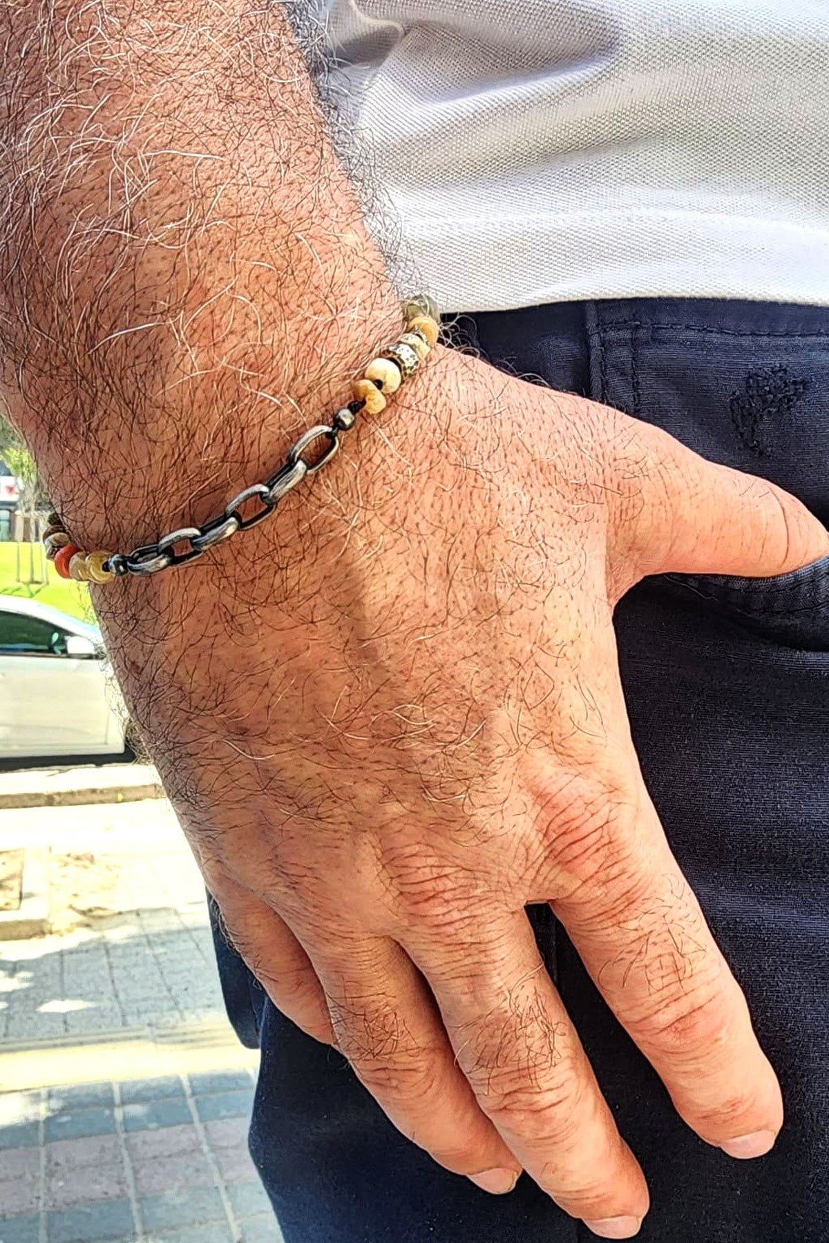 Akik  Taşlı 925ayar Gümüş Detaylı Özel Tasarım Erkek Bileklik