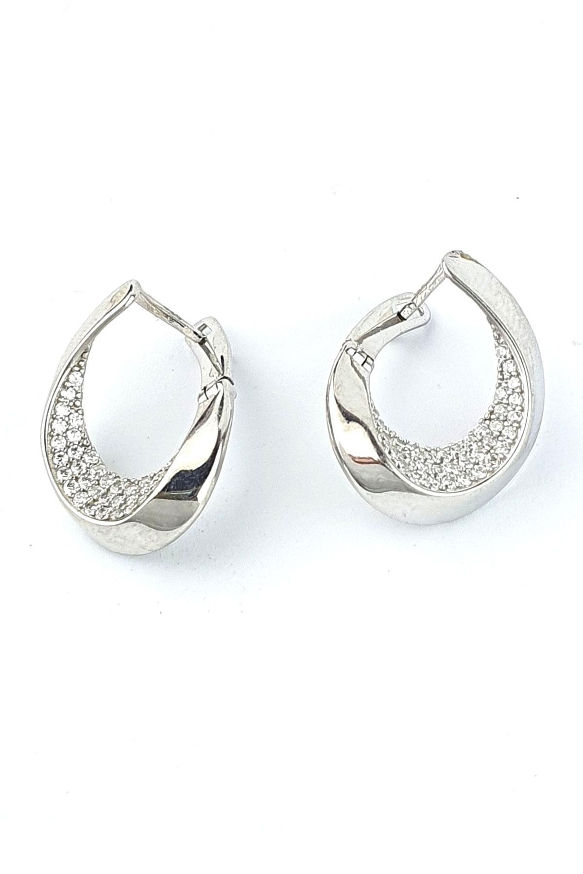 Altın İşçiliği Zirkon Taş Detaylı 925ayar Gümüş Üzerine Altın Kaplama Tasarım Spiral Küpe