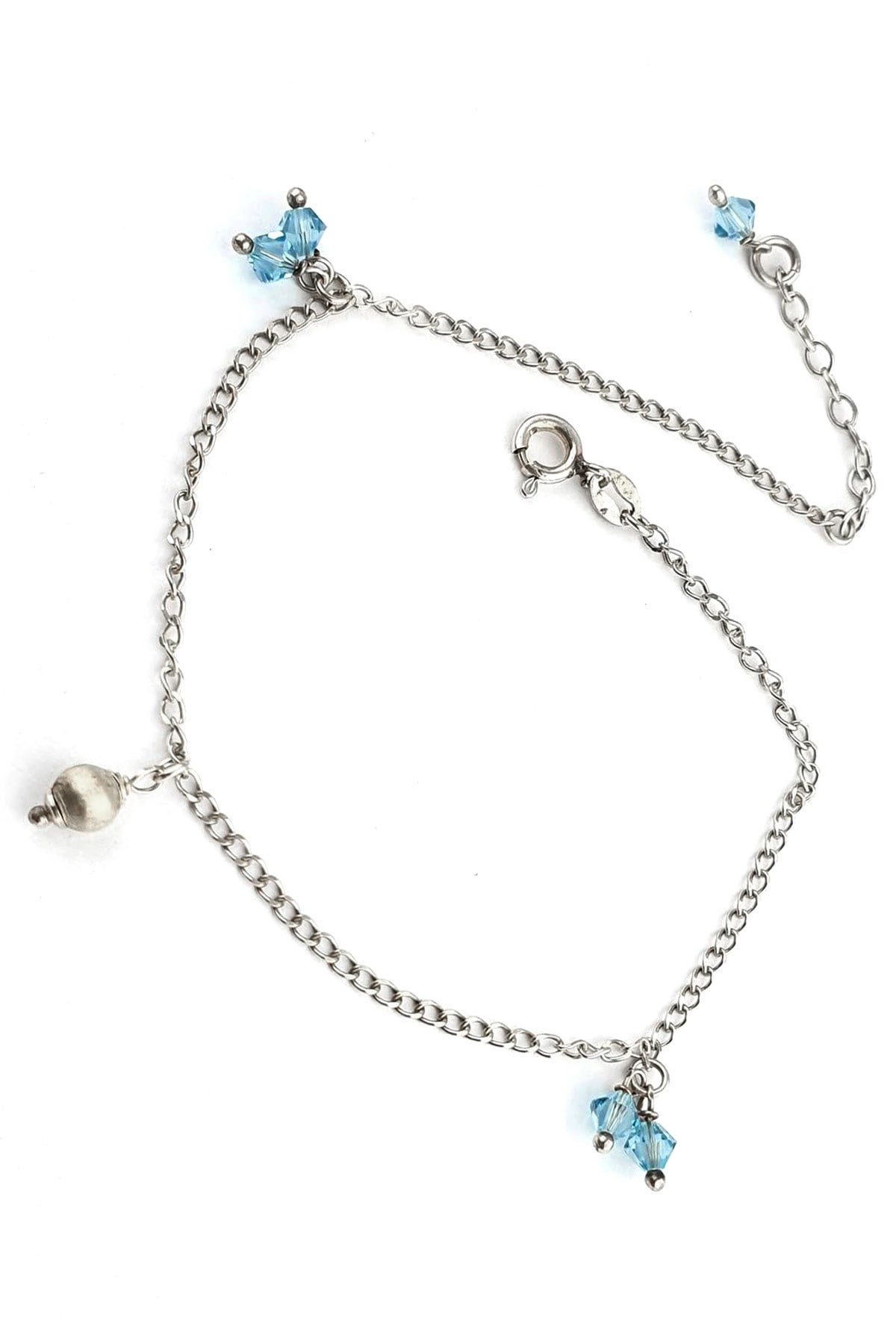 Aquamarine Taşlı 925 ayar Gümüş Halhal