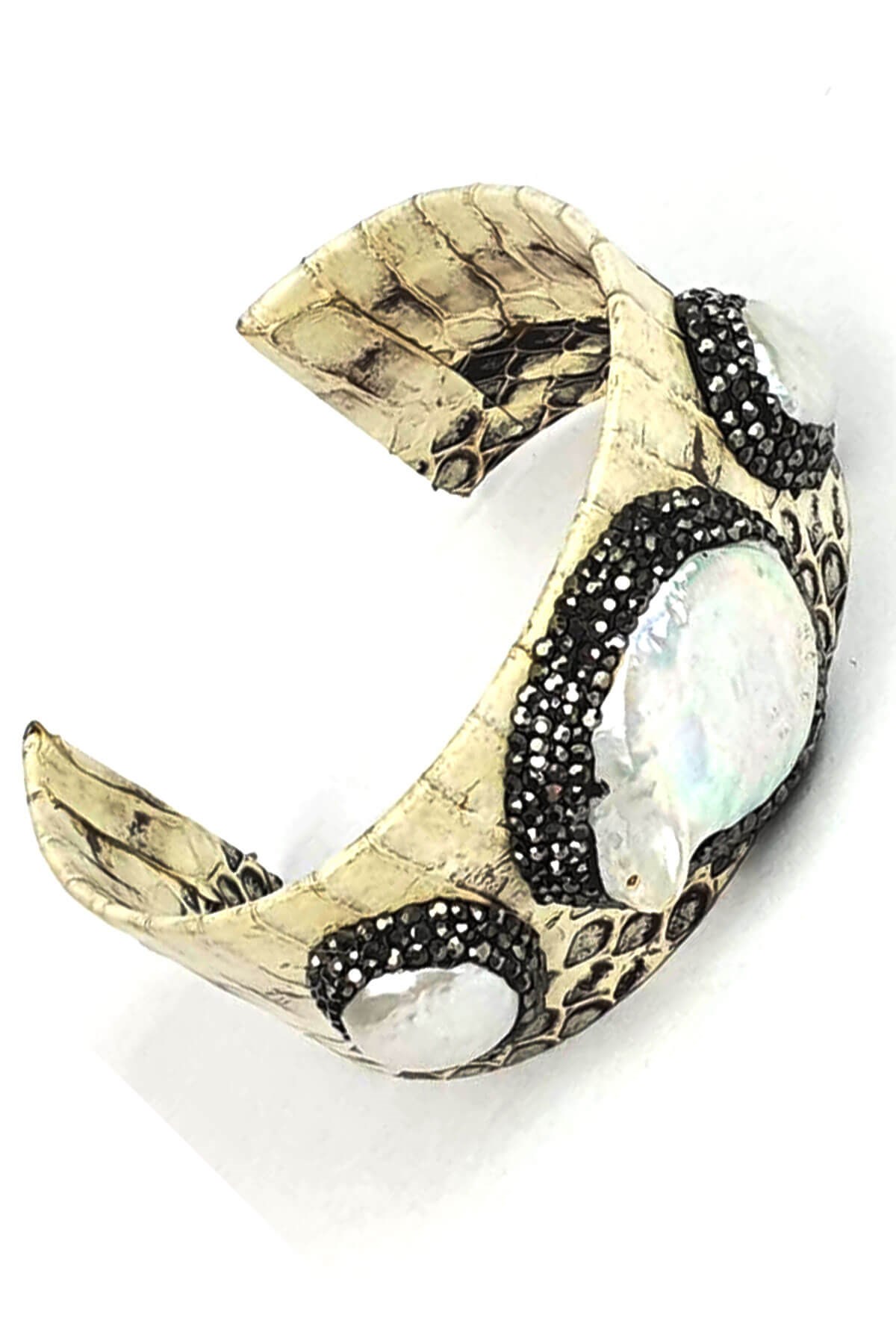 Deri swarovski barok incili tasarım bileklik