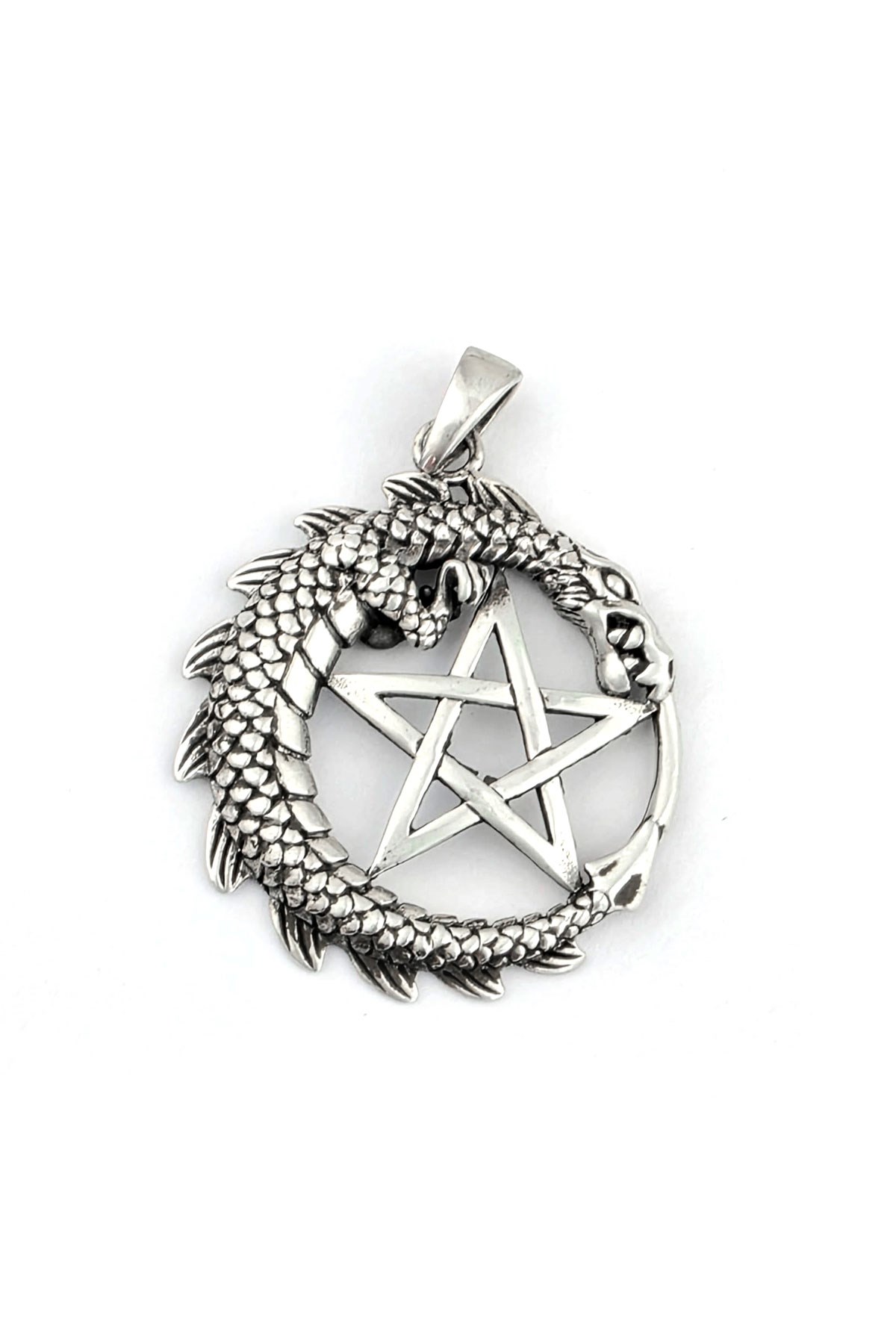 Ejderha ve pentagram figürlü 925 ayar Gümüş Tasarım kolye ucu