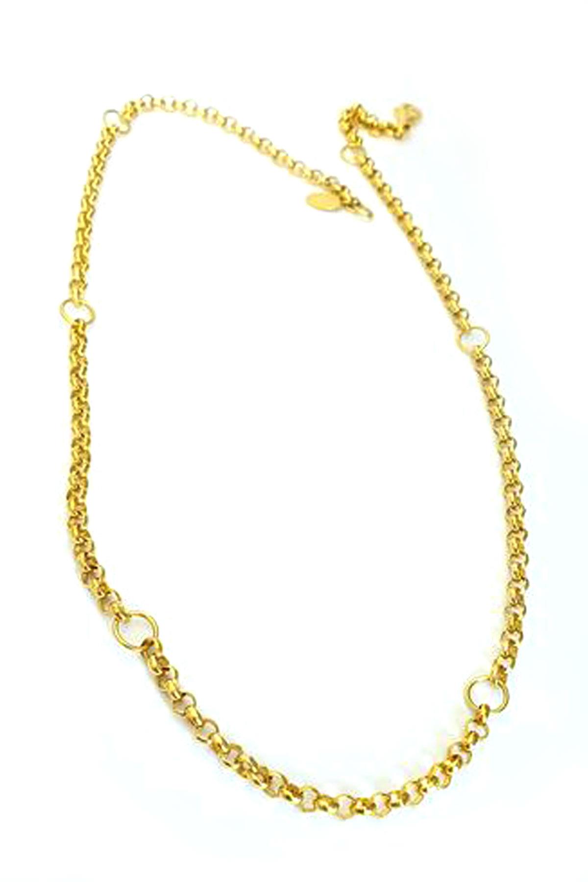 İtalyan 925ayar Gümüş Üzerine Altın Kaplama Luxury Tasarım Trend Zincir Kolye 