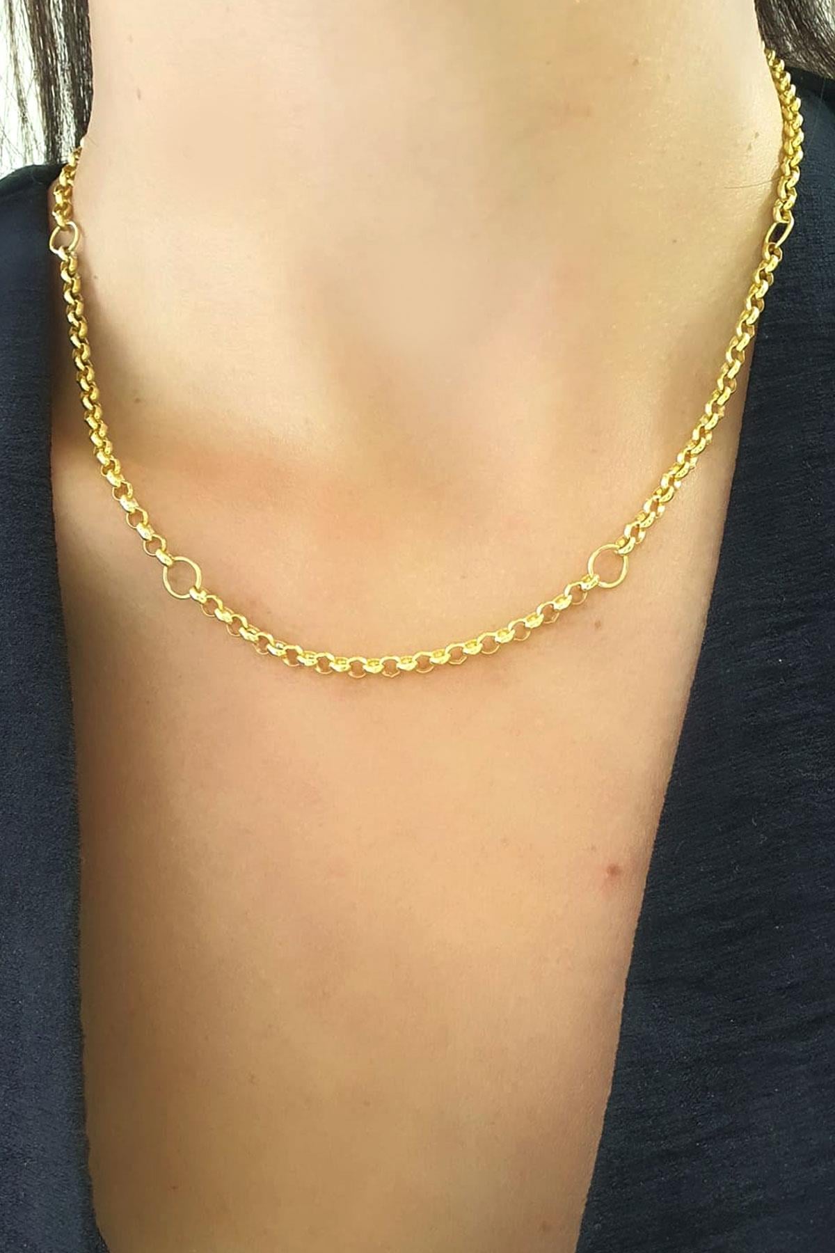 İtalyan 925ayar Gümüş Üzerine Altın Kaplama Luxury Tasarım Trend Zincir Kolye 