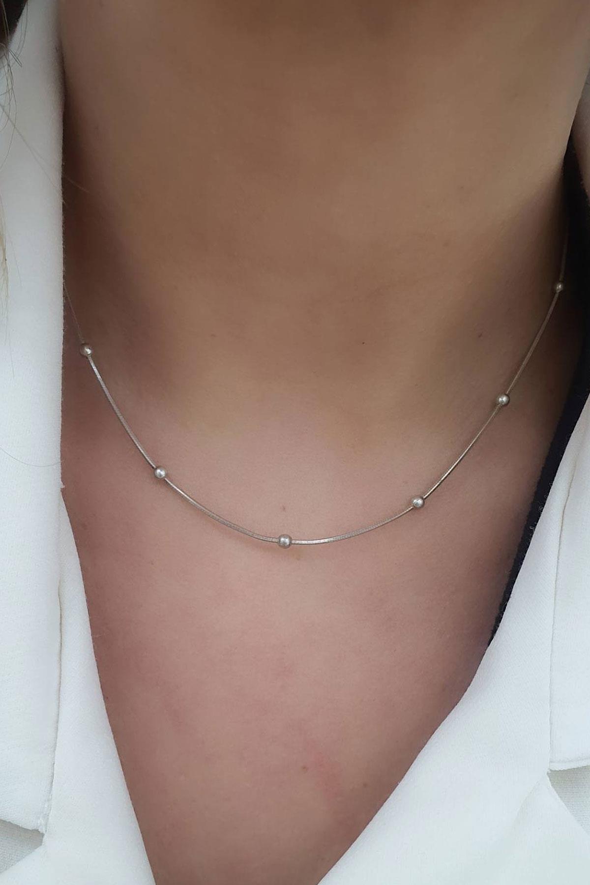 İtalyan Tasarımı 925 ayar Gümüş toplu zincir kolye