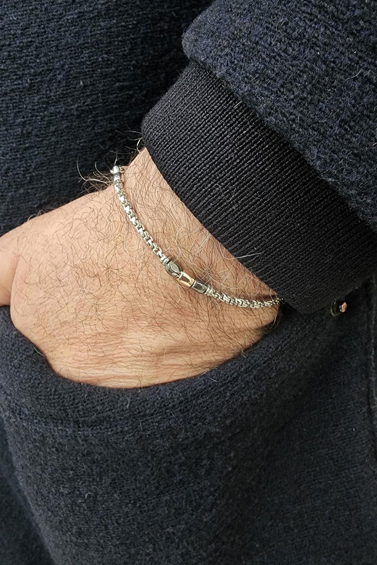 İtalyan Tasarımı 925ayar Gümüş  Lüks Erkek Bileklik Özel Seri 