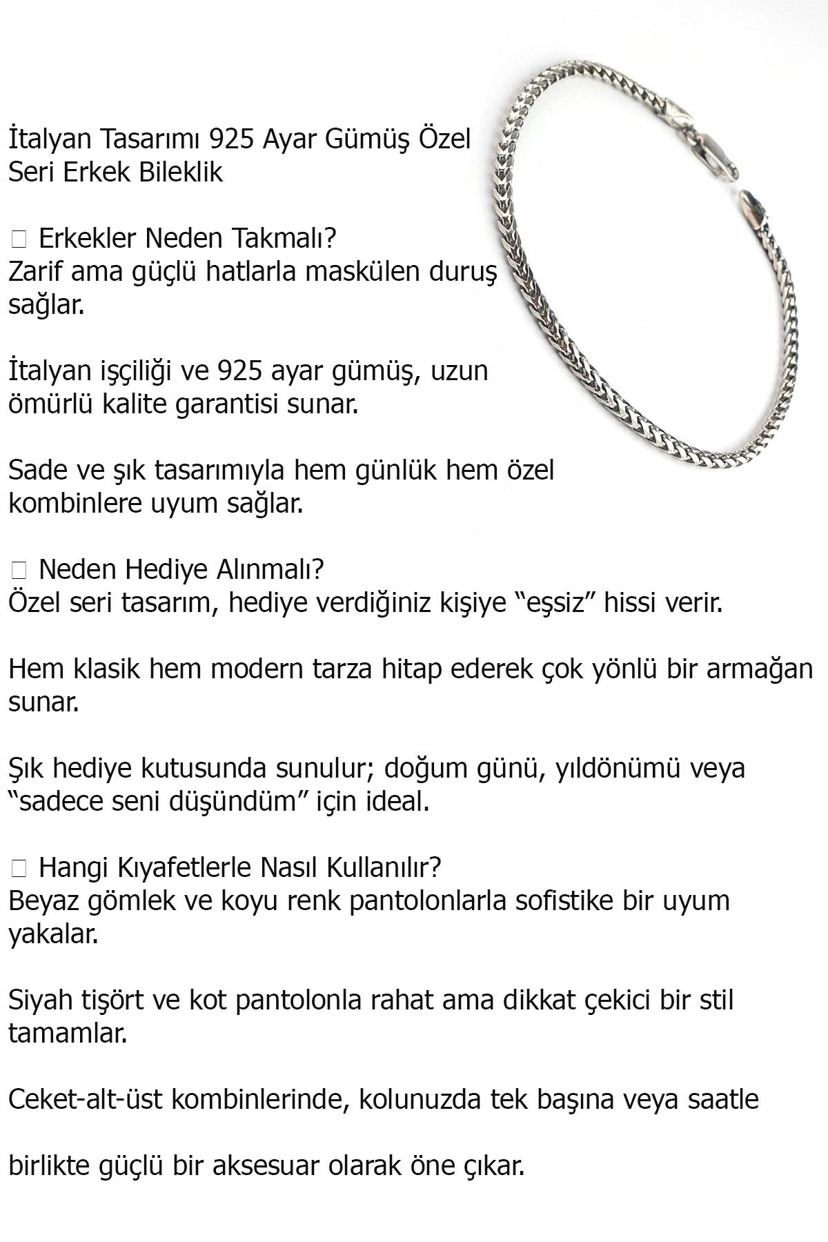 İtalyan tasarımı 925ayar gümüş Tasarım Erkek Bileklik Özel Seri 