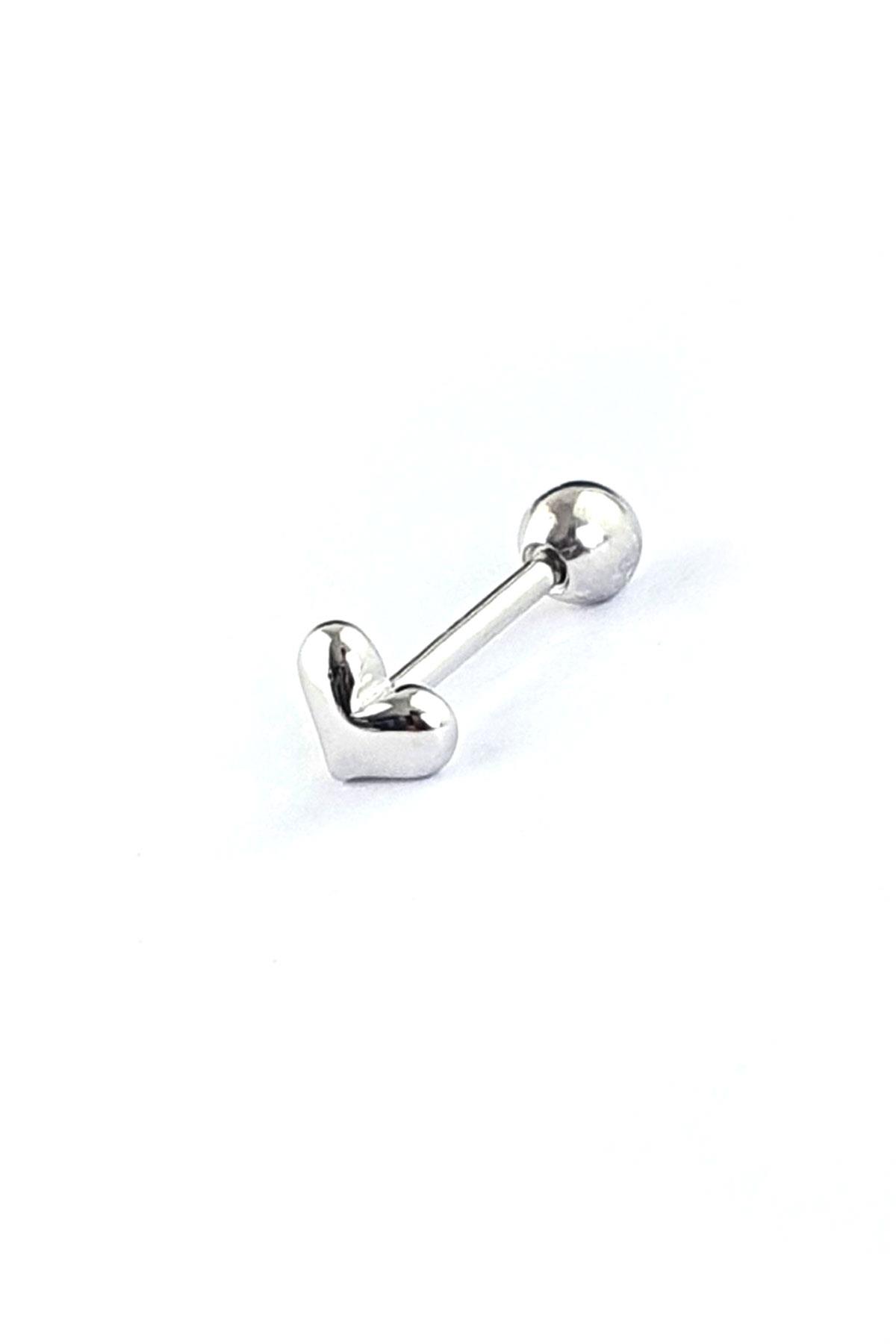 Kalp Figürlü 925ayar Gümüş Tragus Helix Kikirdak piercing 