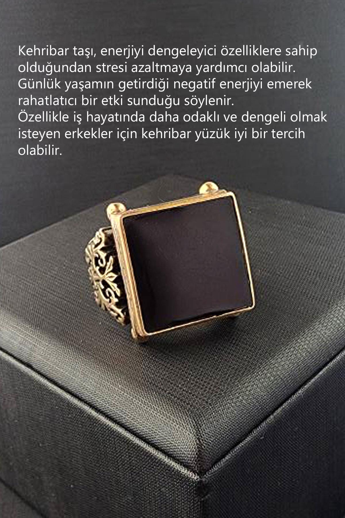 Kehribar Taşlı Tasarım Yüzük