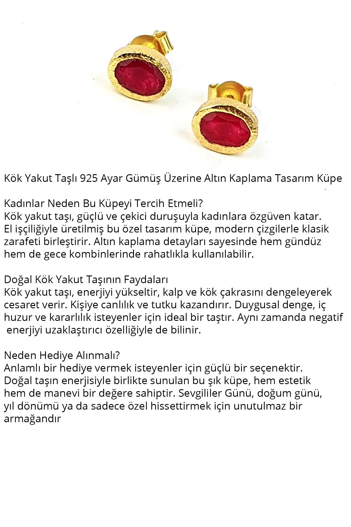 Kök yakut Taşlı 925ayar Gümüş Üzerine Altın Kaplama Tasarım küpe 