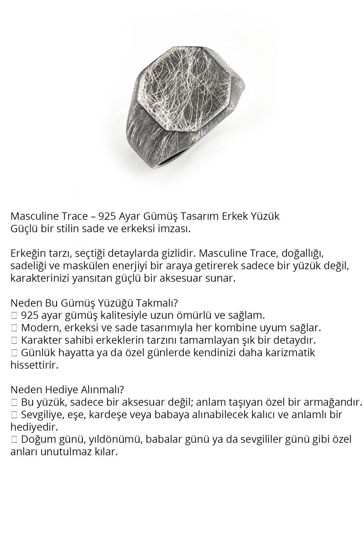 Masculine Trace 925ayar Gümüş Tasarım Erkek Yüzük 