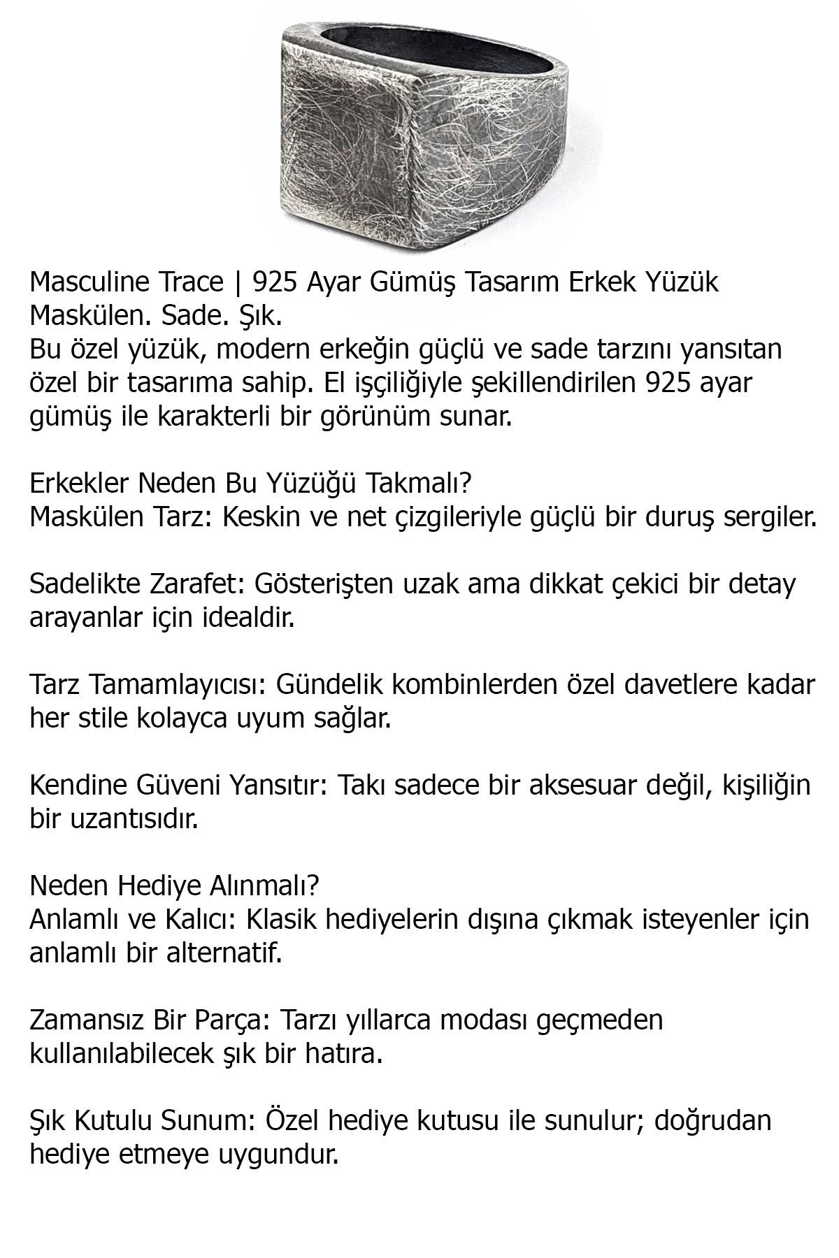 Masculine Trace  925ayar Gümüş Tasarım Erkek Yüzük