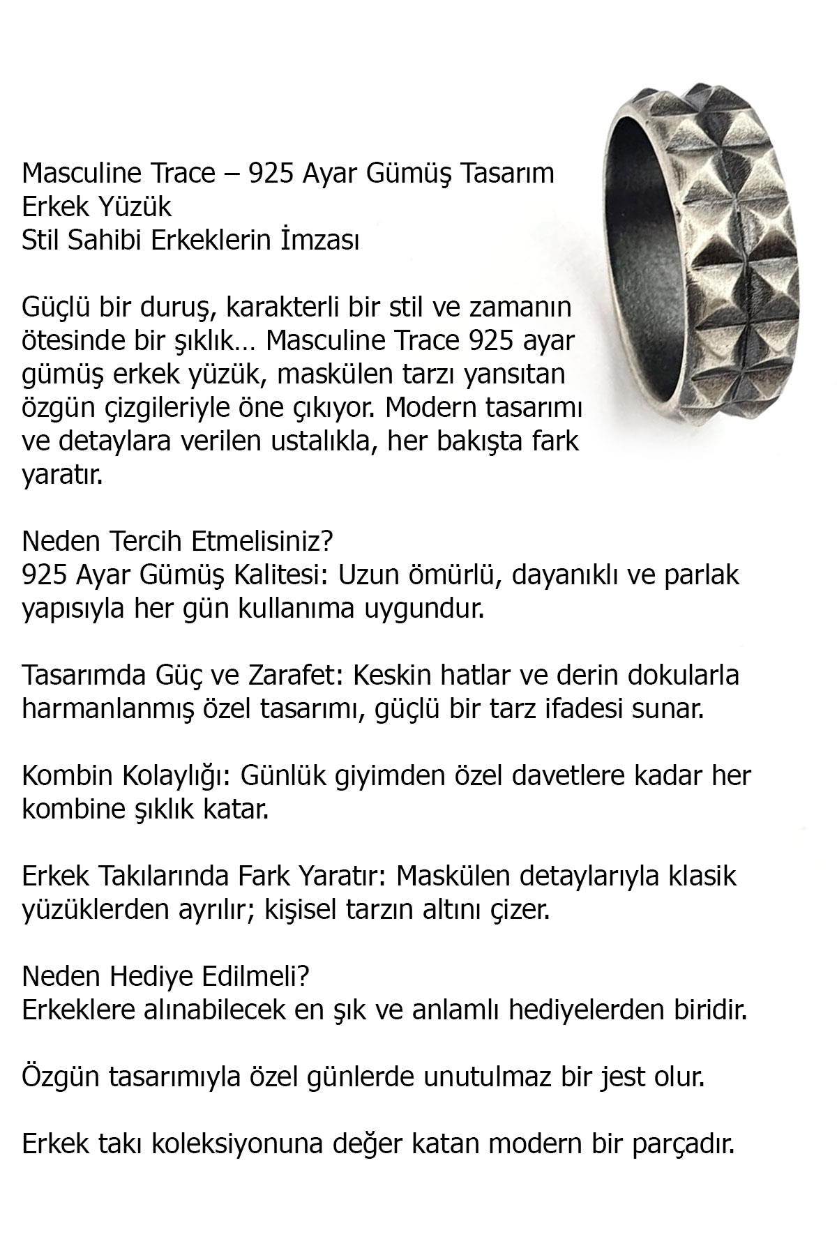 Masculine Trace  925ayar Gümüş Tasarım Erkek Yüzük
