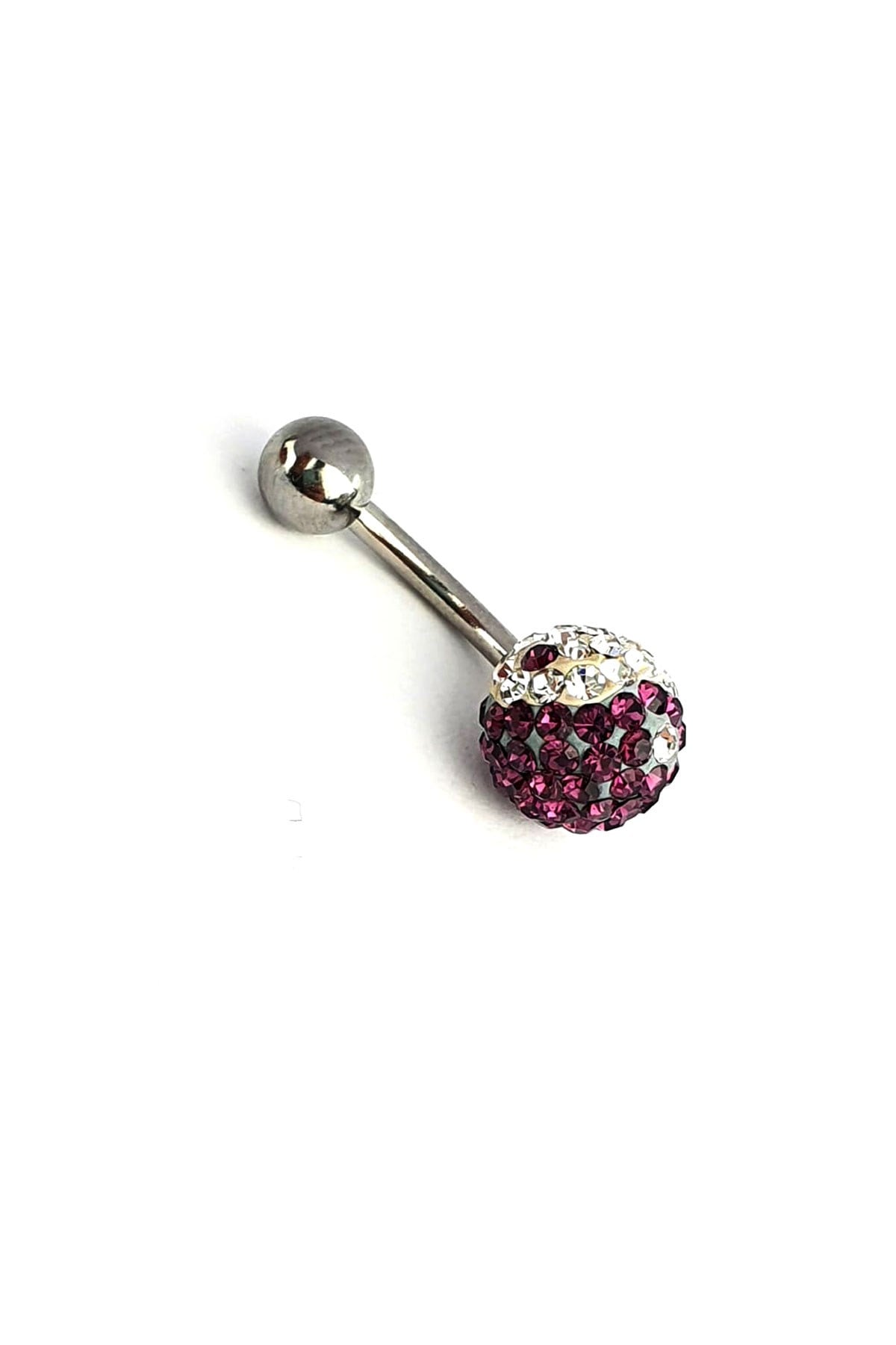 Mor Beyaz Swarovski Taşlı Çelik Birliği Yin Yang Göbek Piercing