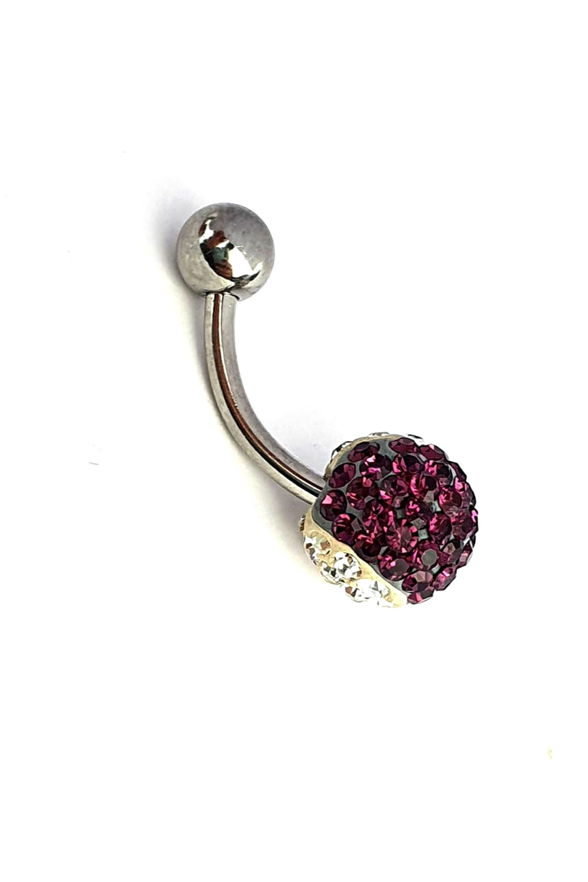 Mor Beyaz Swarovski Taşlı Çelik Birliği Yin Yang Göbek Piercing