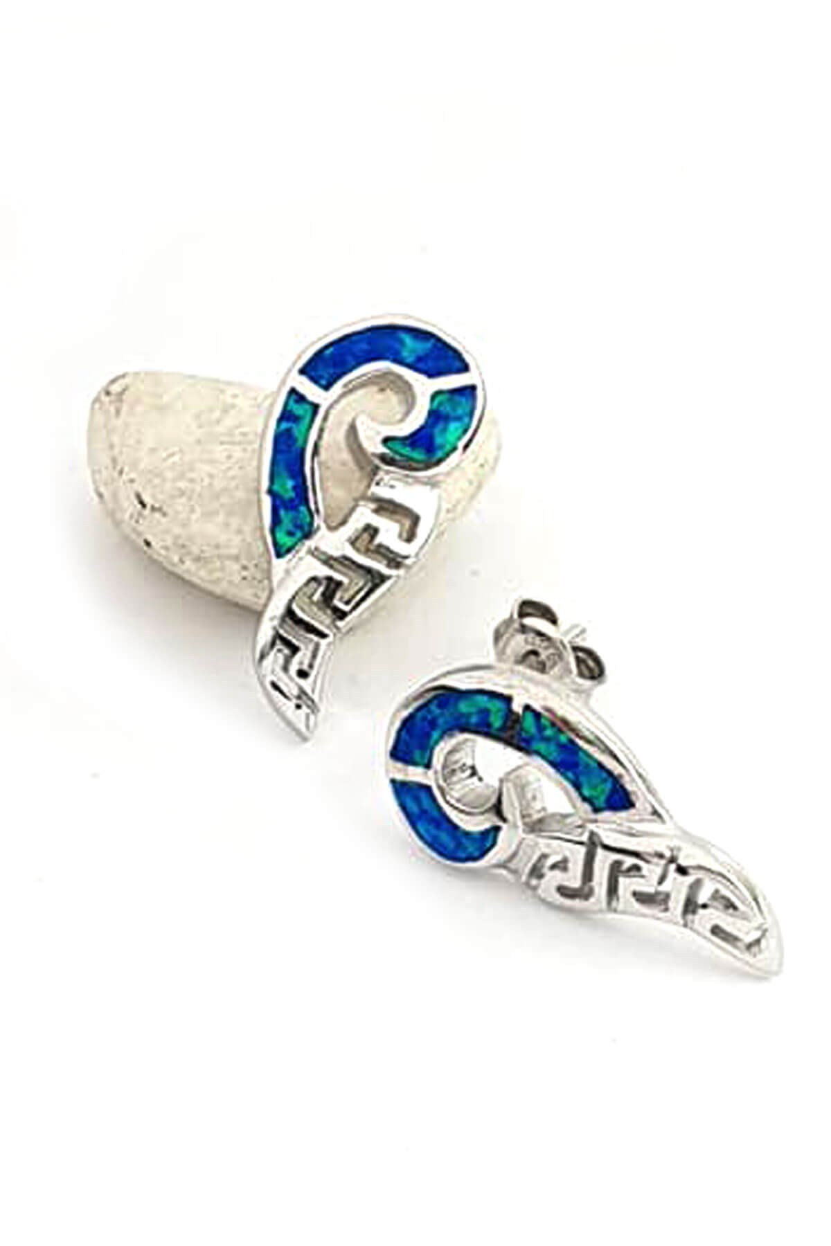 opal taşlı gümüş tasarım küpe 