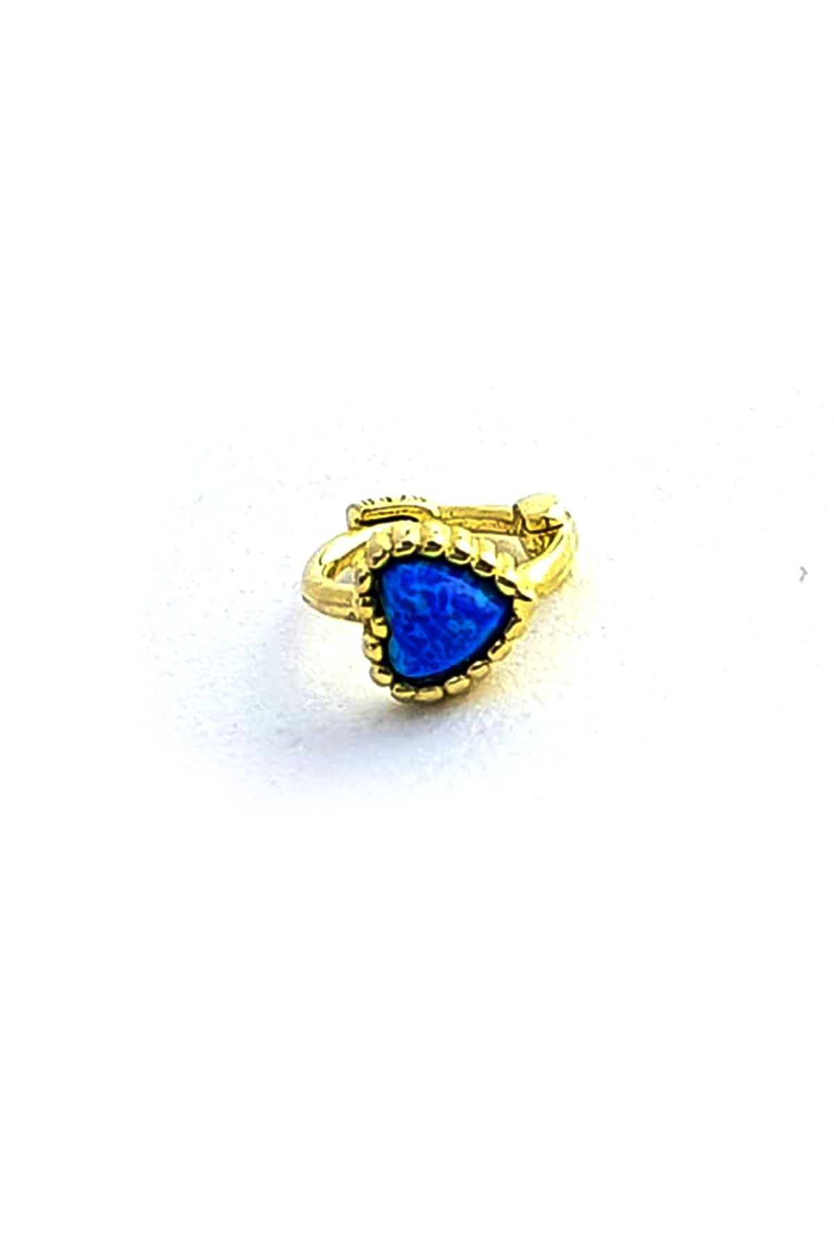 Opal Taşlı Kalp Figürlü 925ayar Gümüş Üzerine Altın Kaplama Tragus minimal halka küpe 