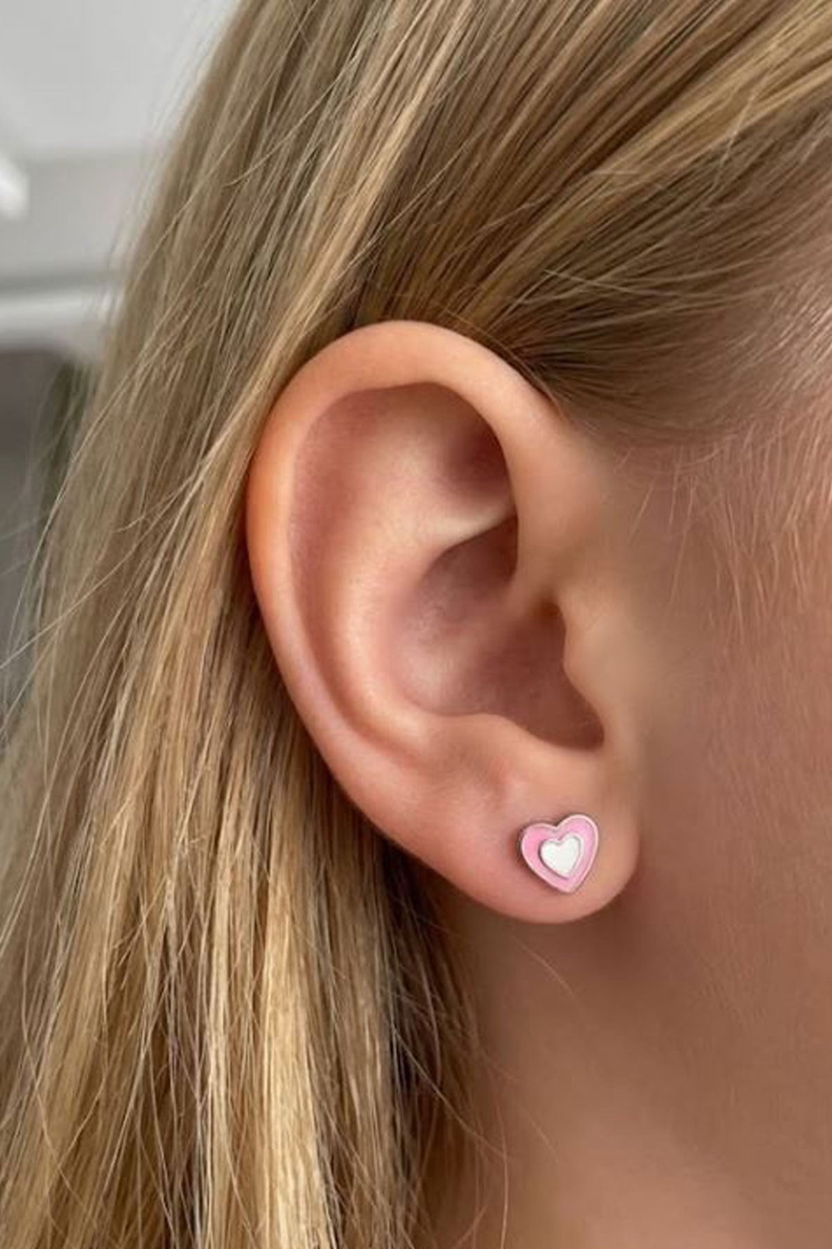 Pembe mineli kalp figürlü Cocuk kupesi 1 cm