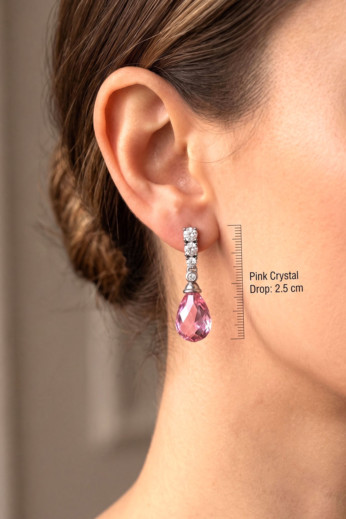 Pembe zirkon Taş Detaylı 925 ayar Gümüş İtalyan Tasarımı Trend Küpe 