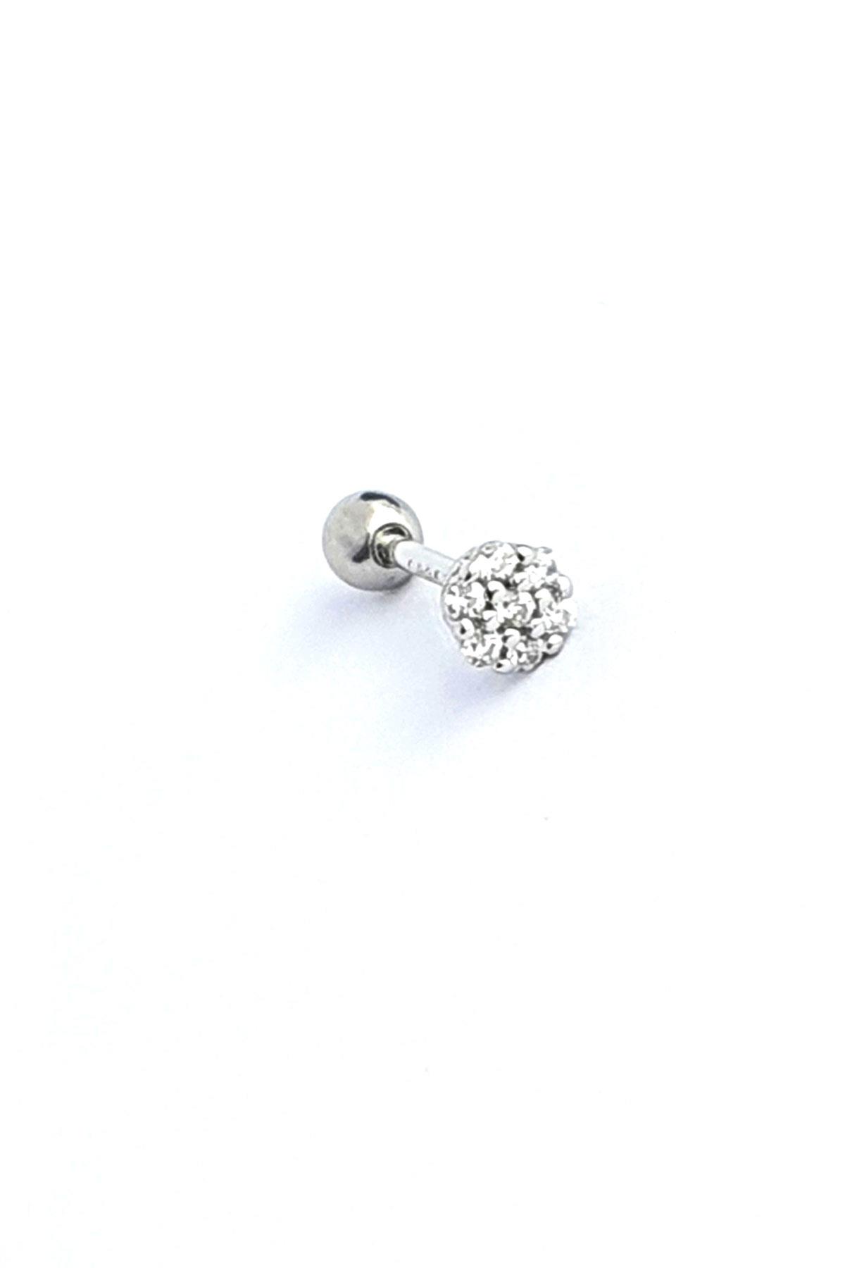 Pırlanta Parlaklığında Zirkon Taşlı 925ayar Gümüş Tragus Helix Kikirdak piercing