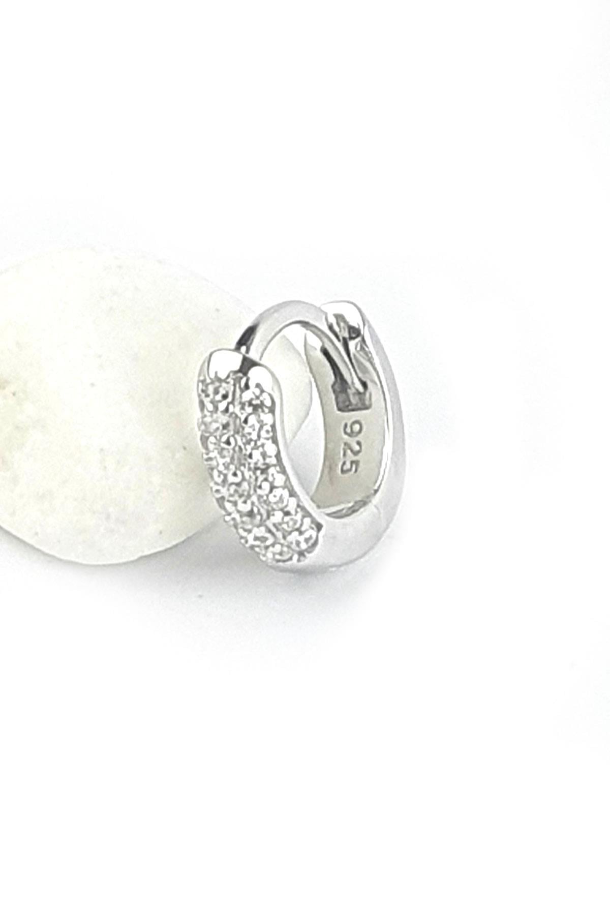 Pırlanta Parlaklığında Zirkon Taşlı 925ayar Gümüş Tragus Kıkırdak Helix Halka  Piercing 