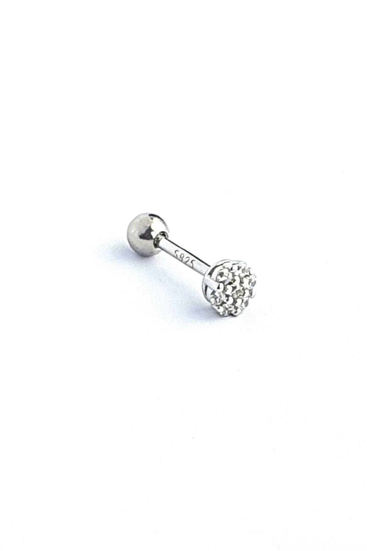Pırlanta Parlaklığında Zirkon Taşlı 925ayar Gümüş Tragus Helix Kikirdak piercing