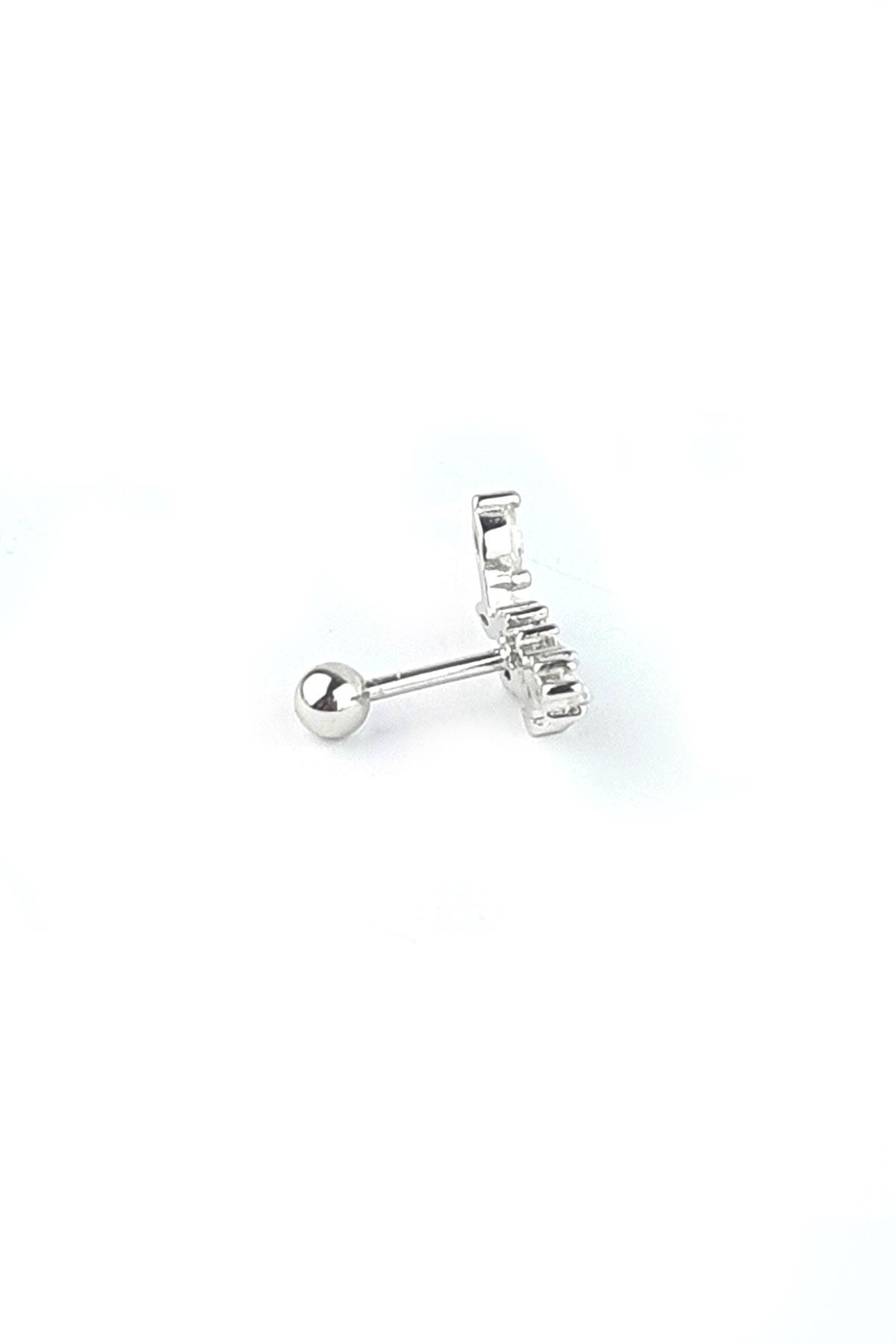 Pırlanta Parlaklığında Zirkon Taşlı 925ayar Gümüş Tragus Kıkırdak Helix Piercing 