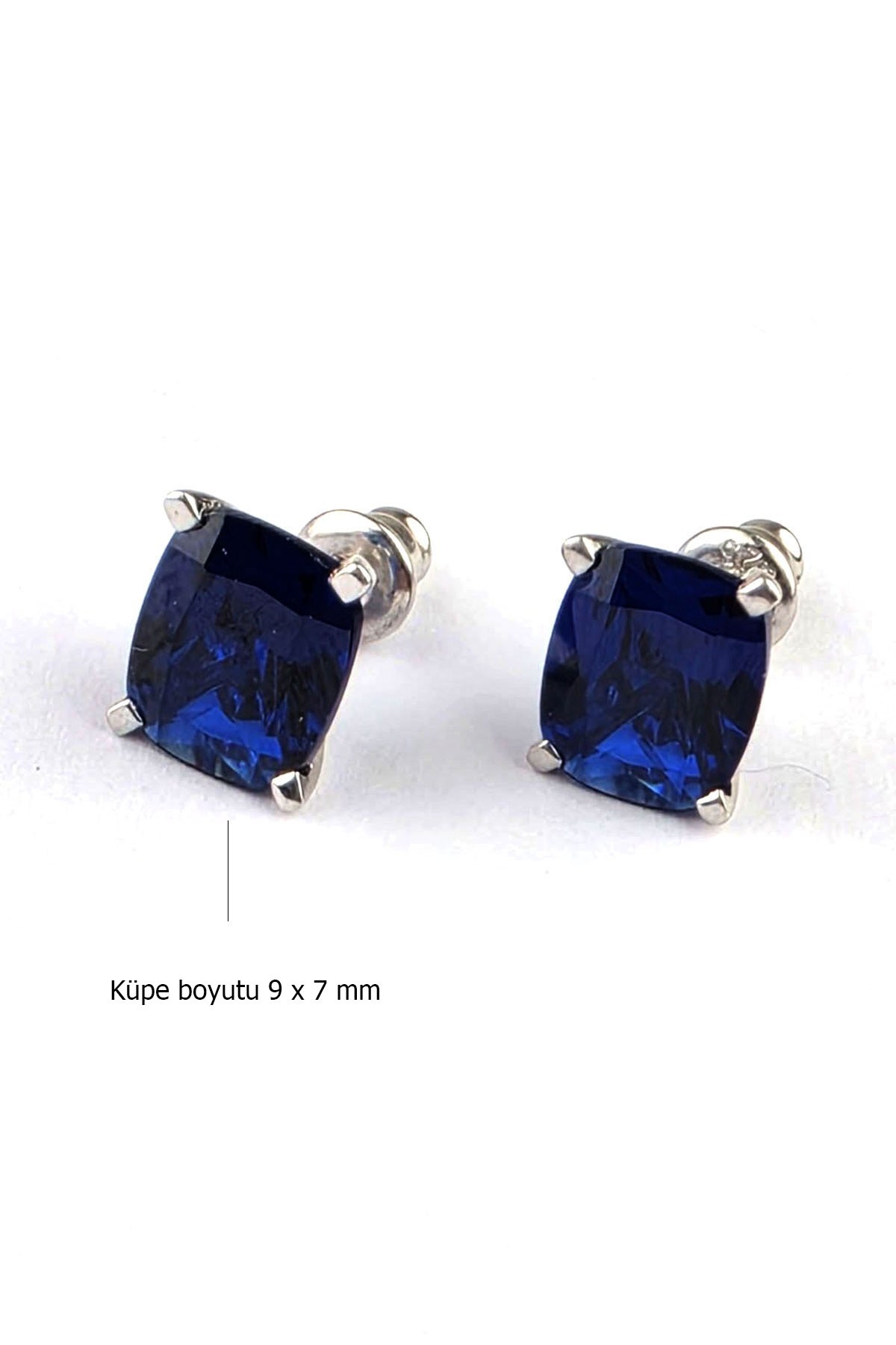 Sky diamond Blue Safir Taşlı 925 ayar Gümüş Üzerine Beyaz Altın Kaplama Damla Tek Taş yüzük