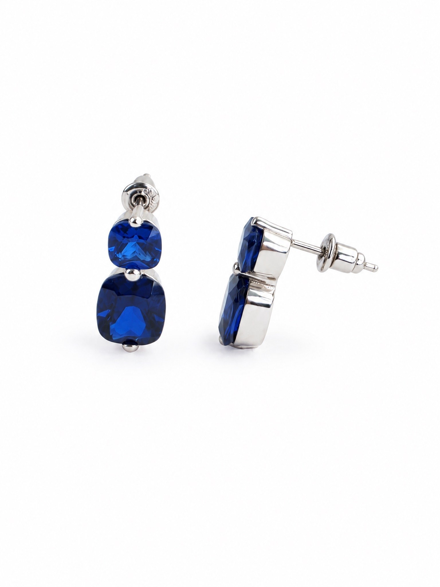 Sky diamond Blue Safir Taşlı 925 ayar Gümüş Tasarım küpe 