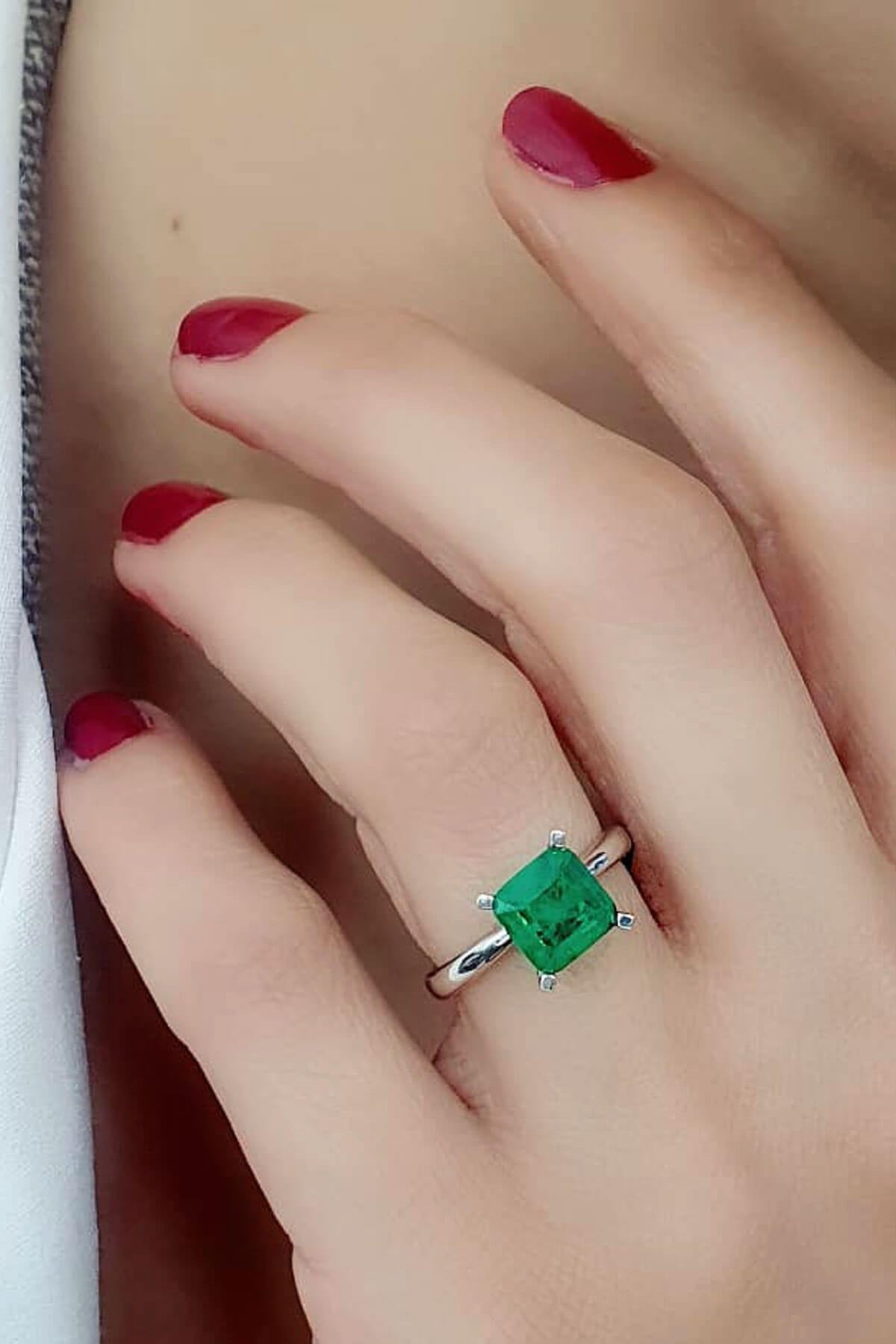 Sky Diamond green  creative rubies 925 ayar gümüş tek taş yüzük