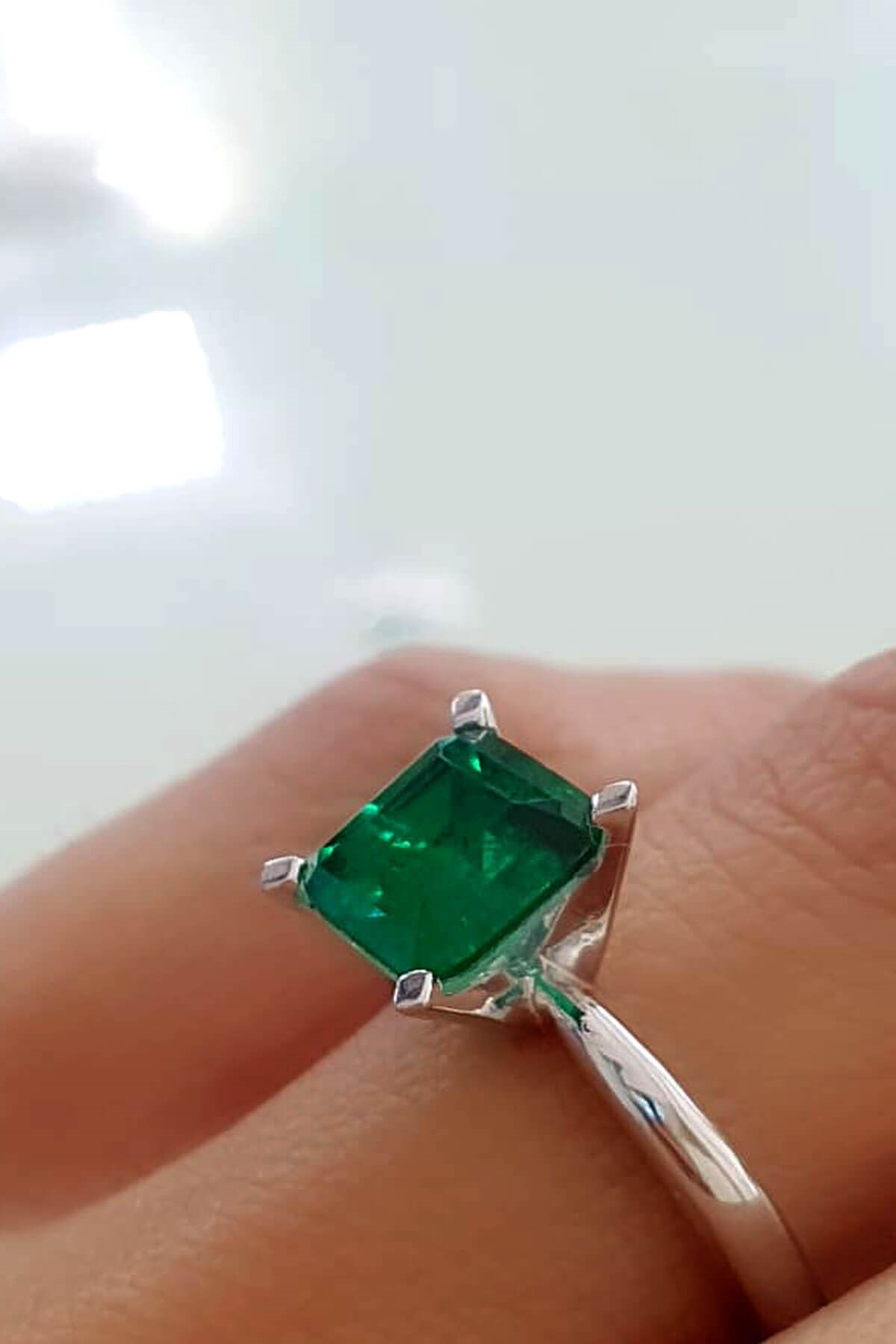 Sky Diamond green  creative rubies 925 ayar gümüş tek taş yüzük