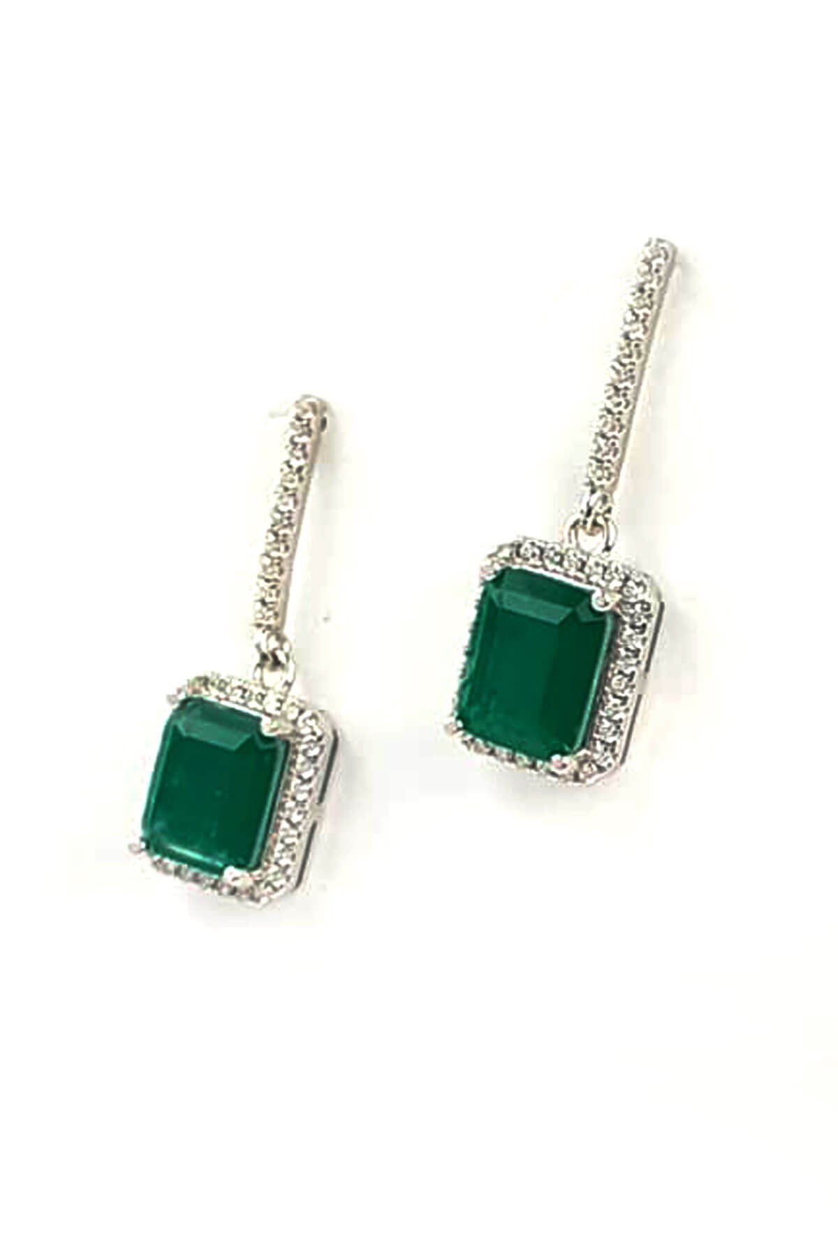 Sky Diamond green creative rubies 925 ayar gümüş lüks küpe
