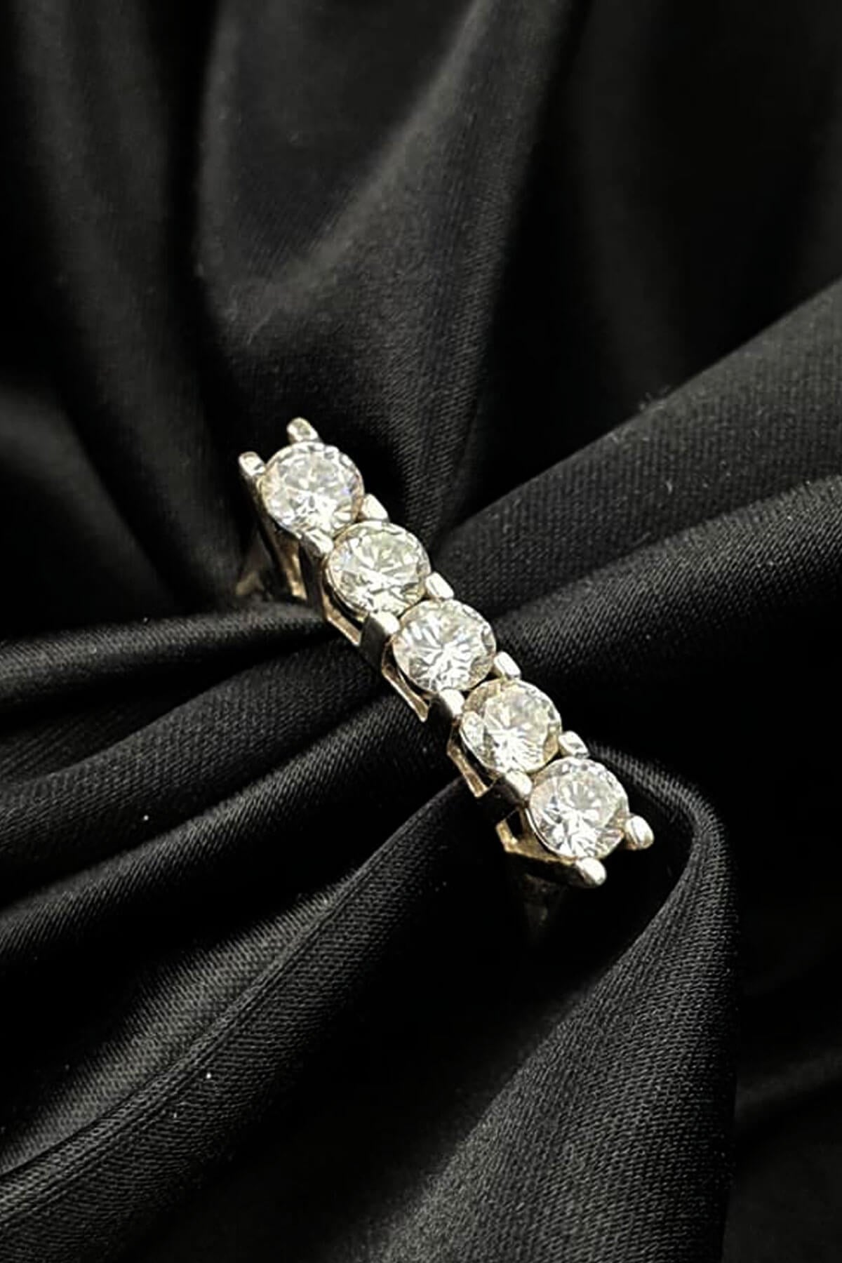 SKY DIAMOND gümüş modern beş tas yuzuk 