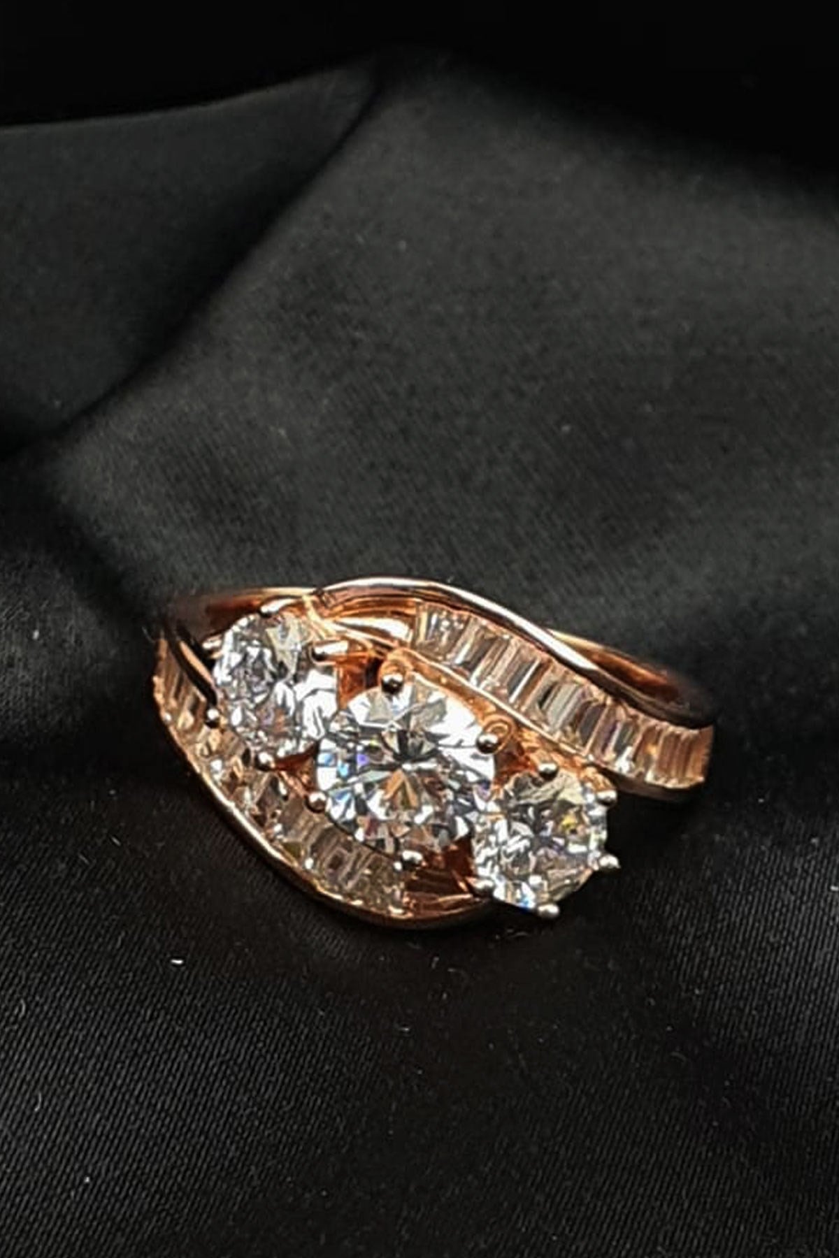 SKY DIAMOND gümüş rose altın kaplama exclusive yüzük