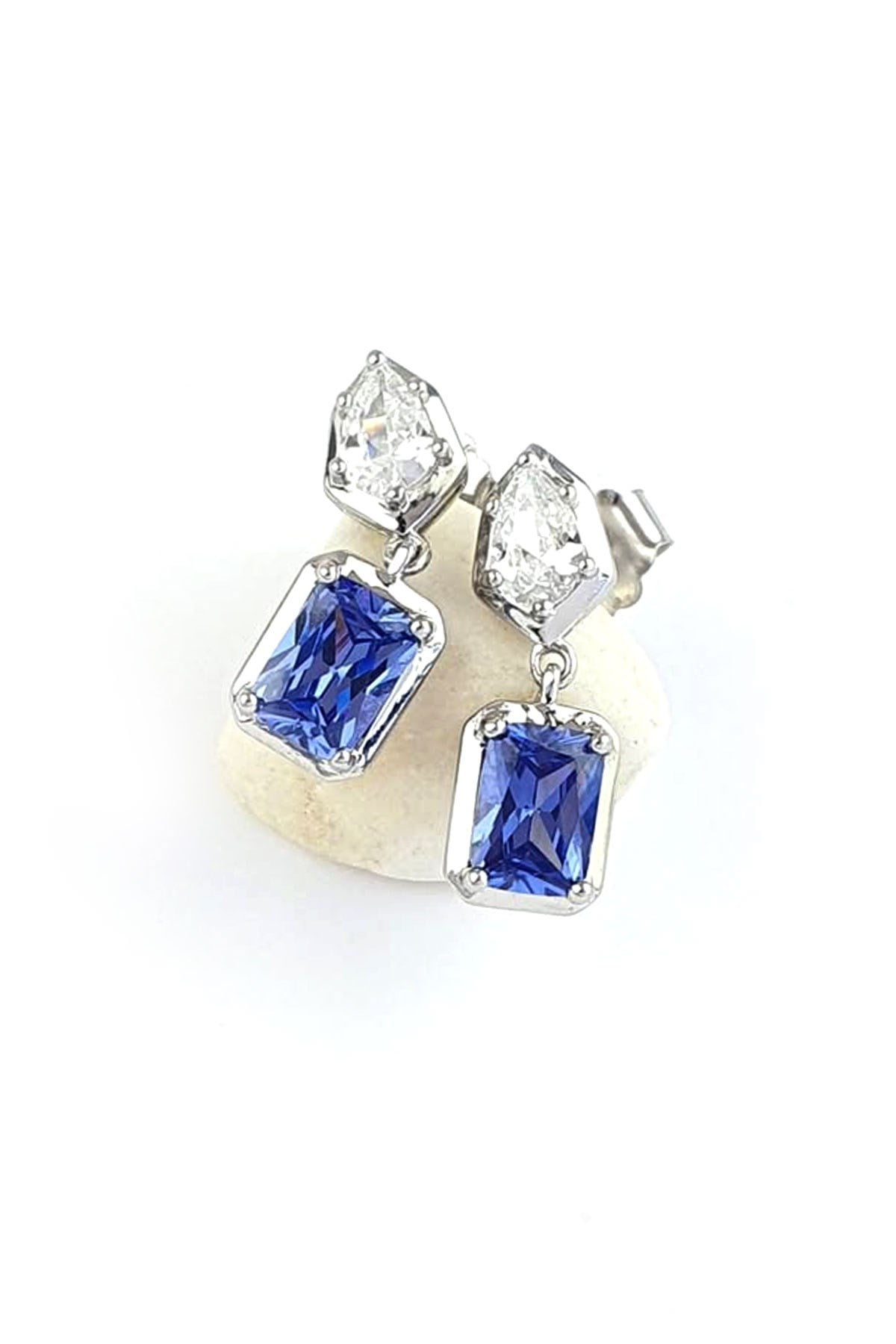 Sky Diamond Purple Tanzanit Taşlı 925 ayar Gümüş küpe 
