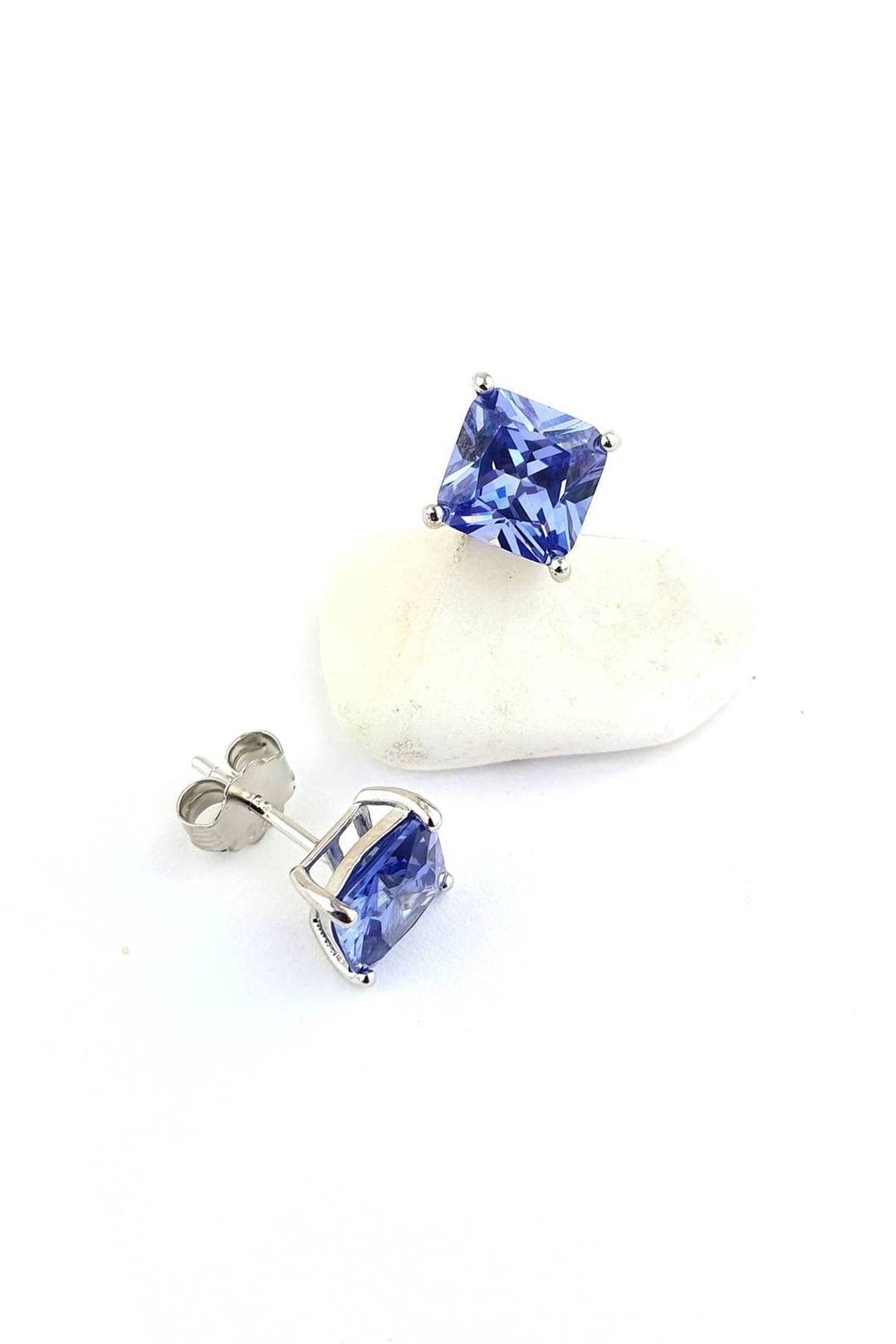 Sky Diamond Purple Tanzanit Taşlı 925 ayar Gümüş küpe