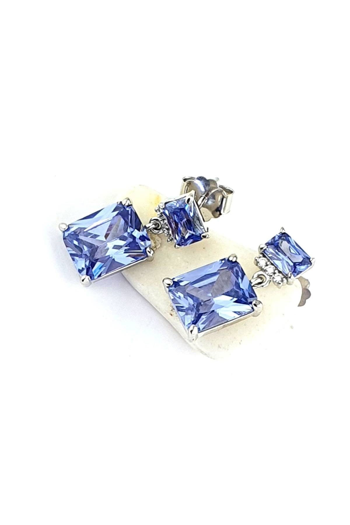 Sky Diamond Purple Tanzanit Taşlı 925 Ayar Gümüş Küpe | Zarif ve Işıltılı Tasarım OSESHOP