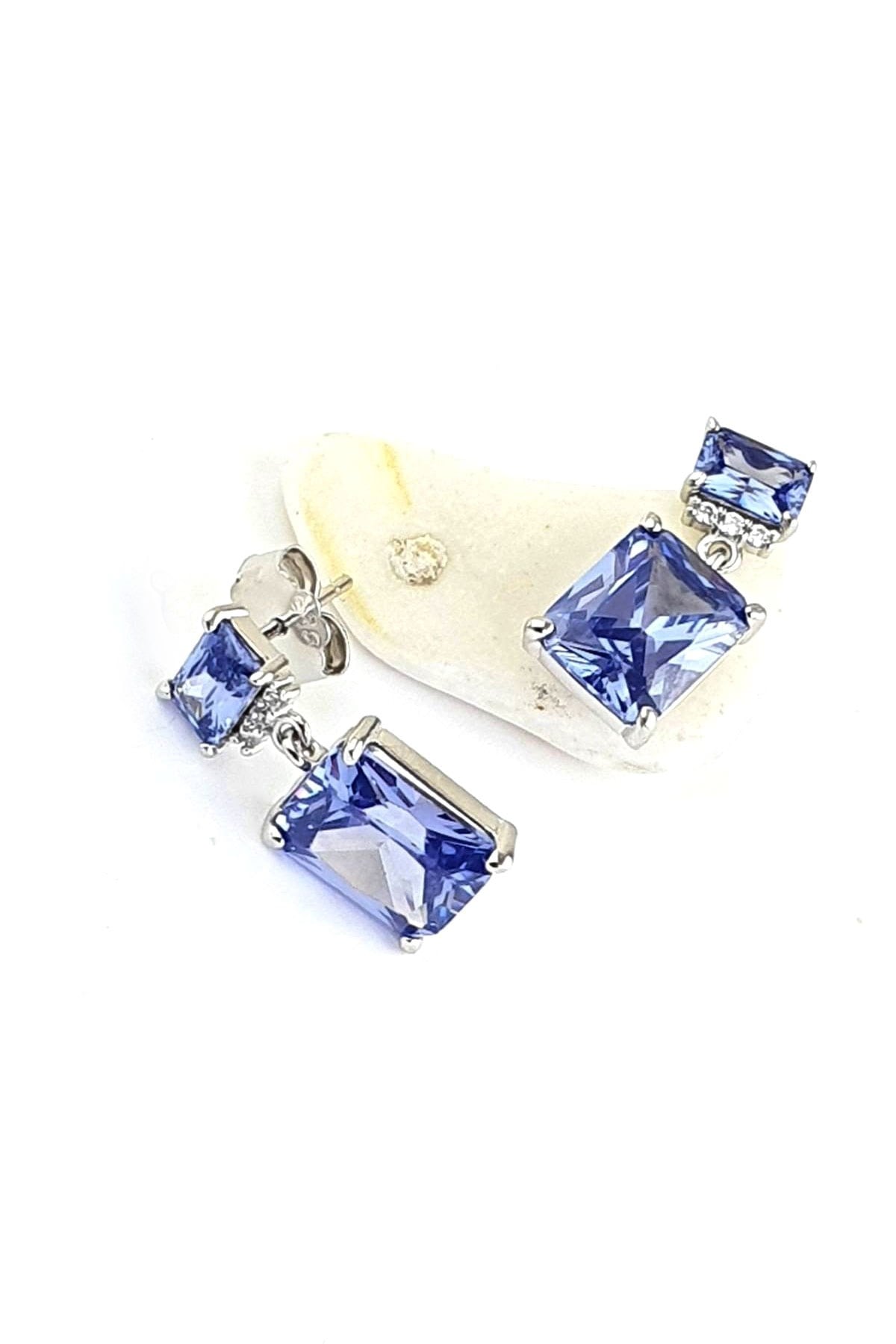 Sky Diamond Purple Tanzanit Taşlı 925 Ayar Gümüş Küpe | Zarif ve Işıltılı Tasarım OSESHOP