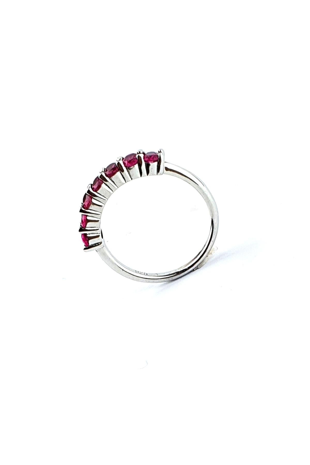 Sky Diamond Red creative rubies 925 ayar gümüş Sıra Taş Yüzük