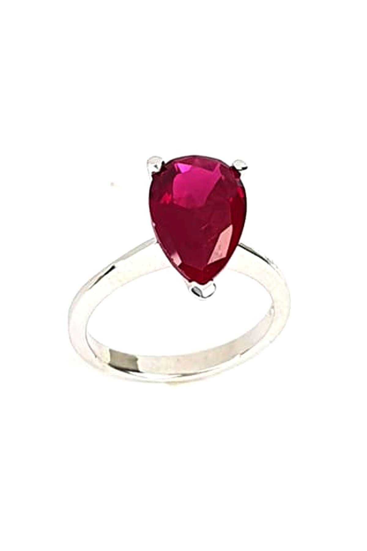 sky Diamond Red creative rubies 925 ayar gümüş tek taş damla yüzük