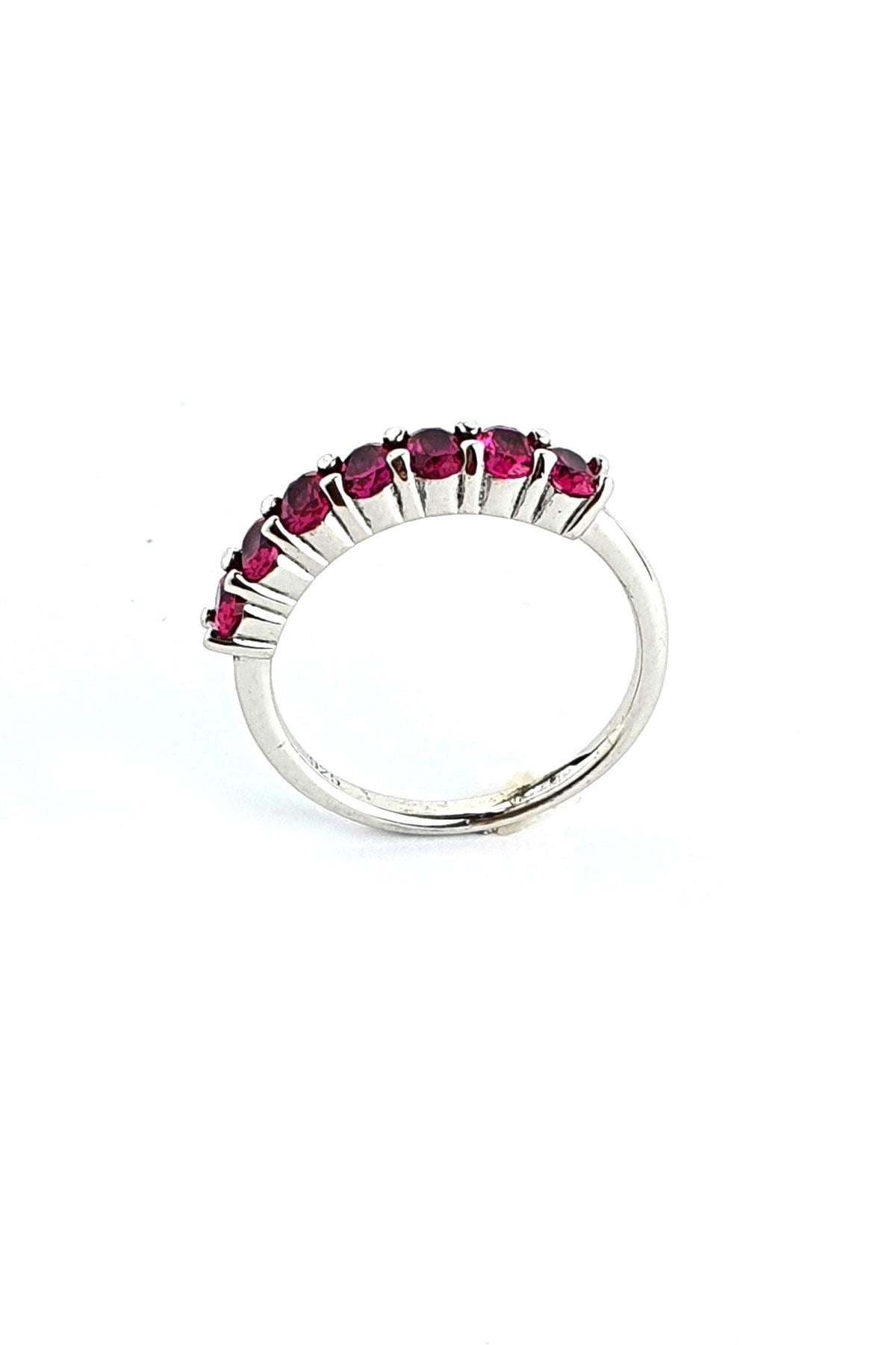 Sky Diamond Red creative rubies 925 ayar gümüş Sıra Taş Yüzük
