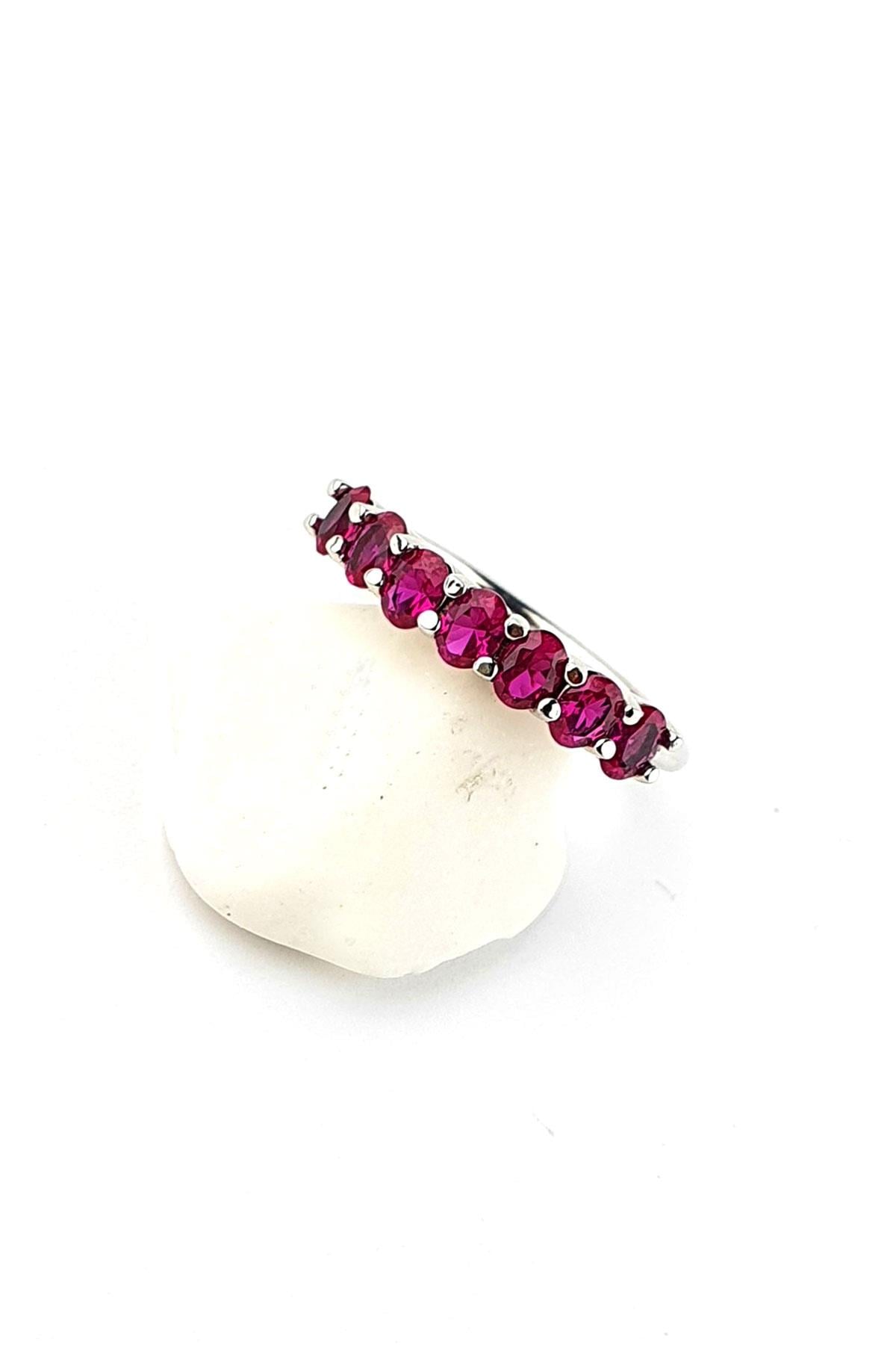 Sky Diamond Red creative rubies 925 ayar gümüş Sıra Taş Yüzük