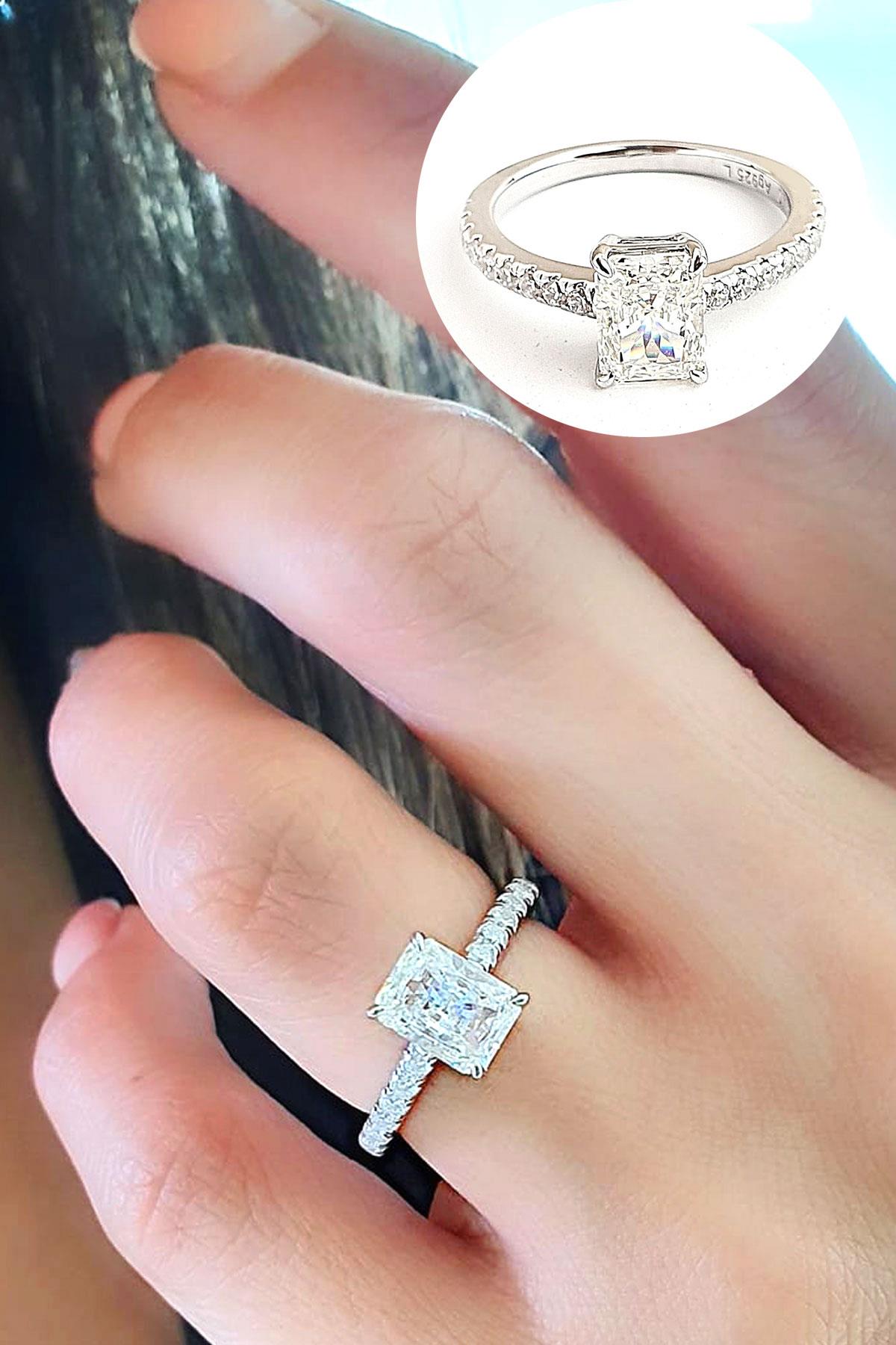 Sky Diamond Taşlı 925ayar Gümüş Üzerine Beyaz Altın Kaplama Baget Tek Taş Yüzük